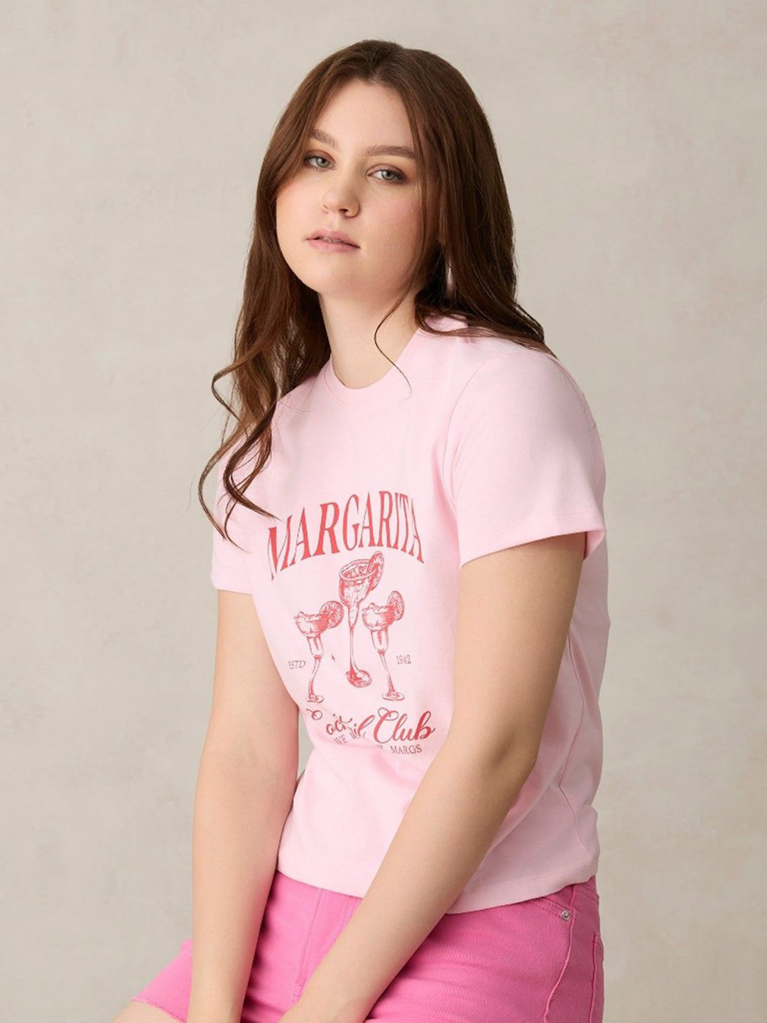 Outzidr Women Typography Printed Round Neck T-shirt