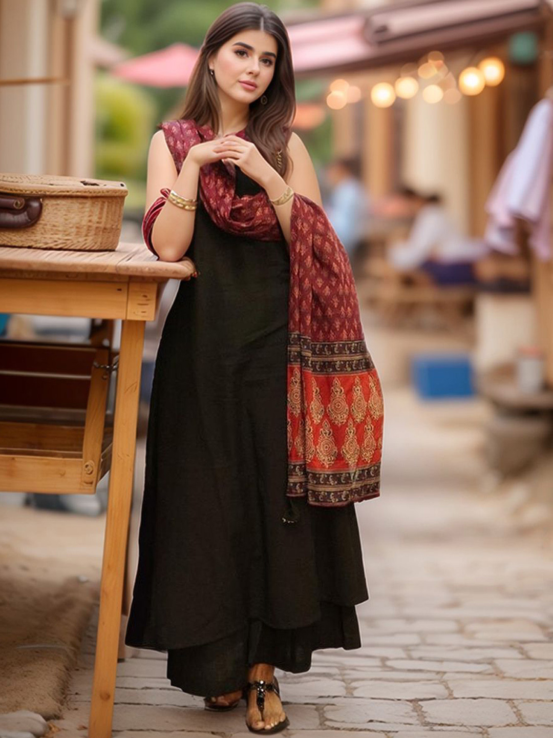 GoSriKi Women Regular Kurta with Palazzos & With Dupatta