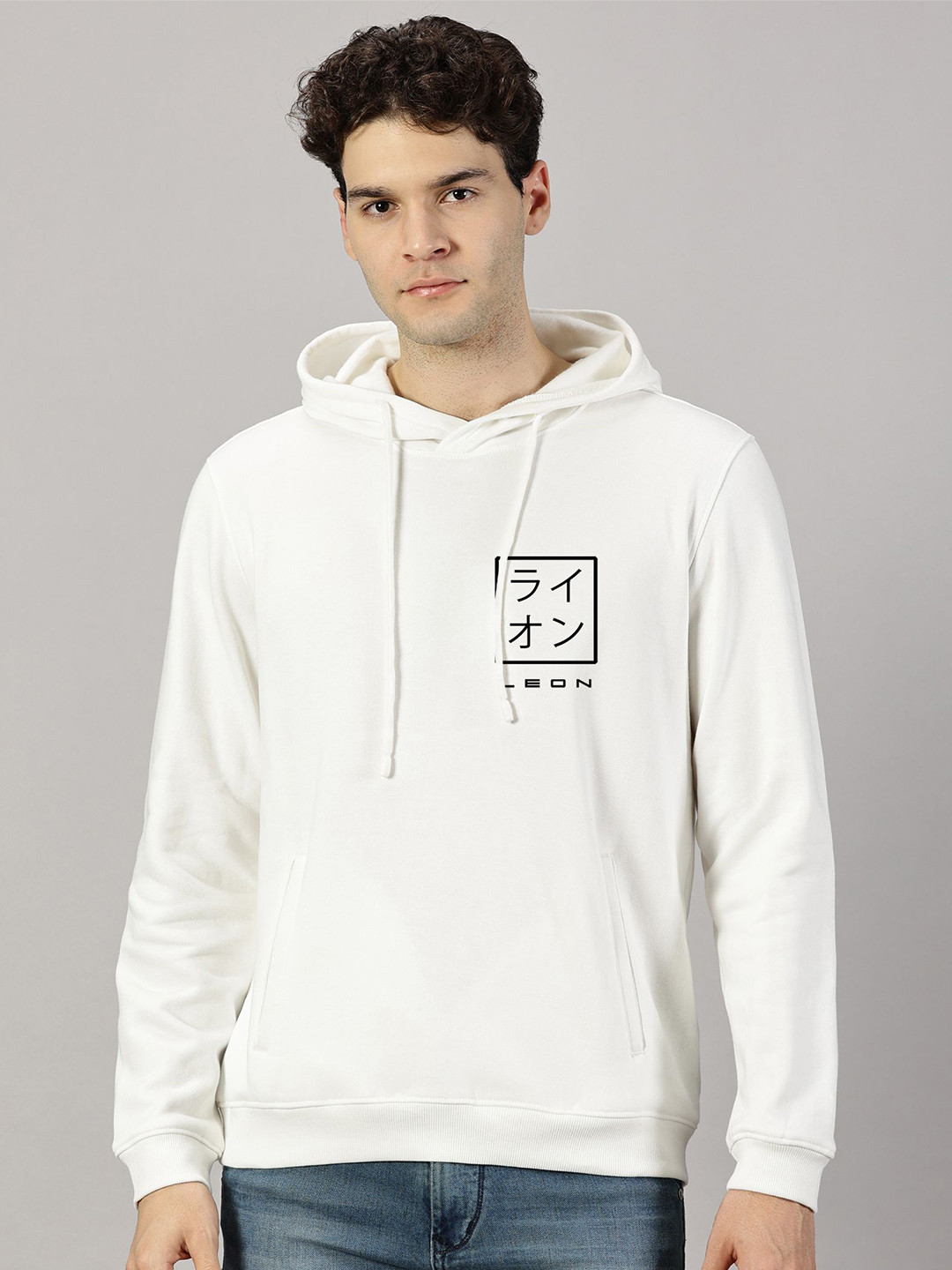LEON Men Leon Stamp Printed Hooded Sweatshirt