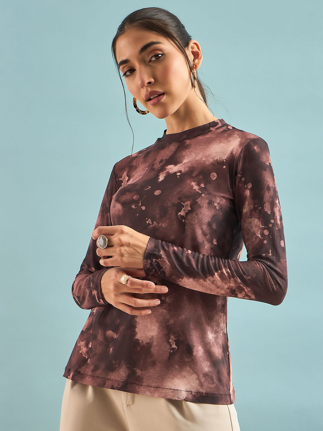 PANIT Women Tie and Dye Round Neck T-shirt