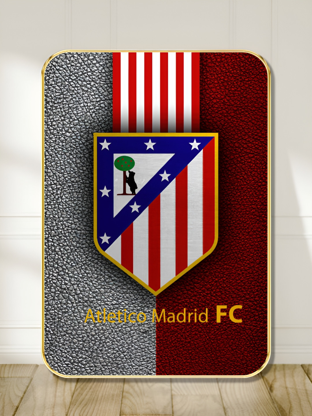 Myntra Elegant Homes Grey & Maroon Atletico Madrid FC Wooden Wall Art