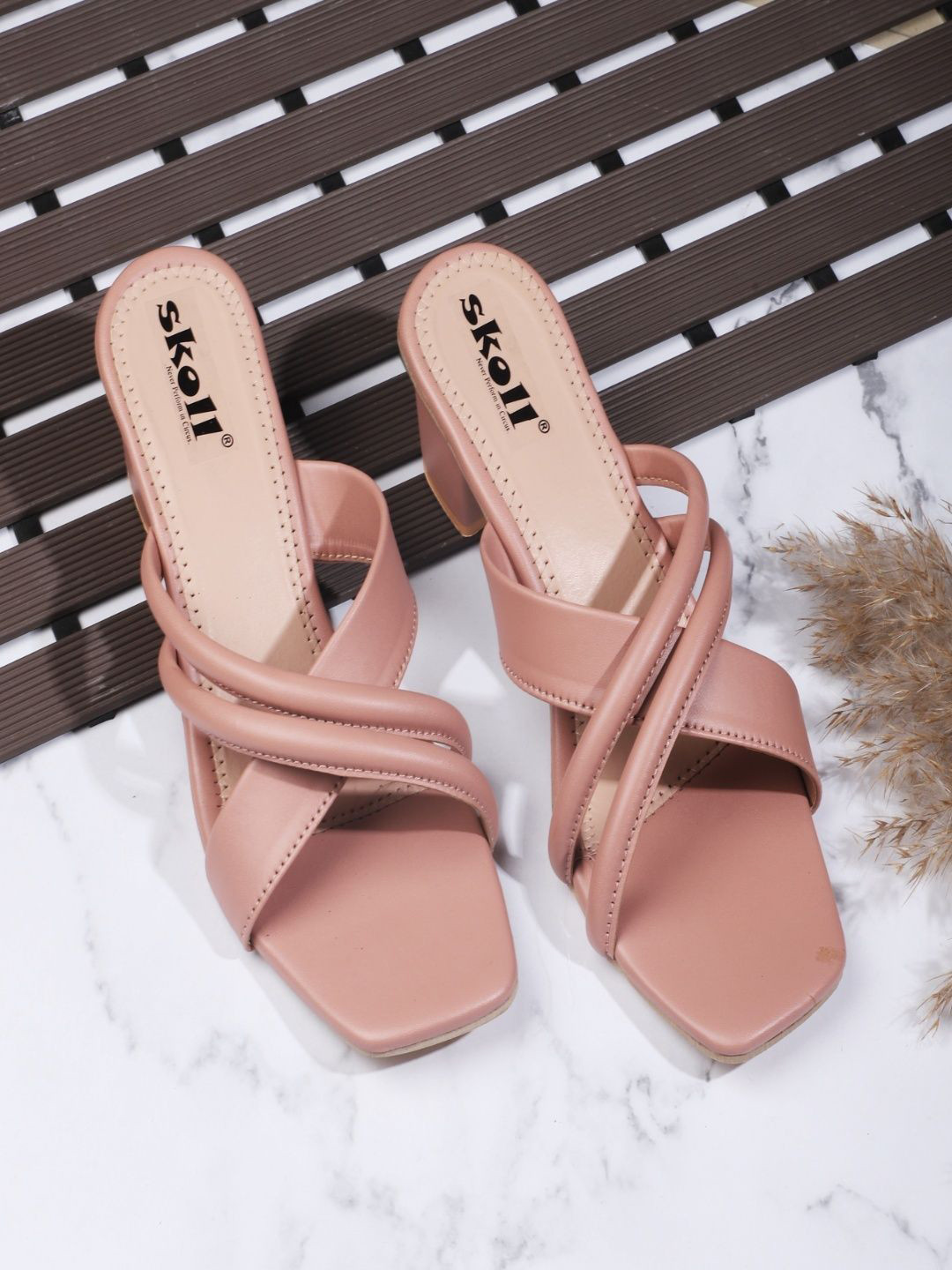 SKOLL Women Cross Block Heel Sandals