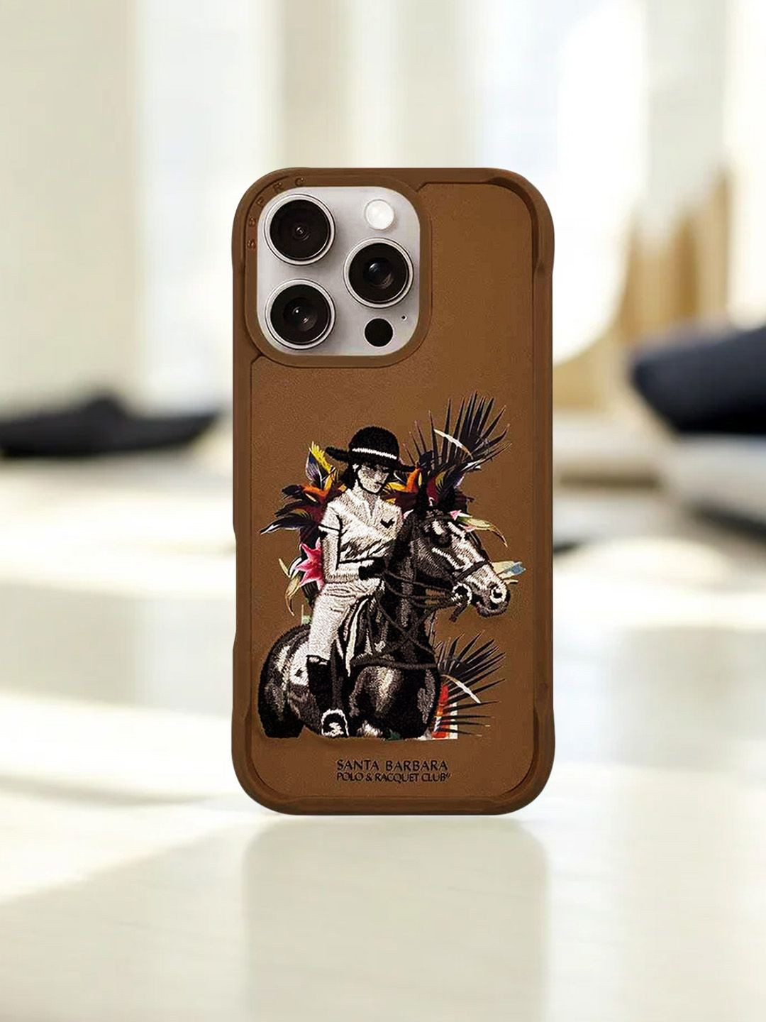 TREEMODA Conversational Leather Embroidery iphone 16 Pro Back Case