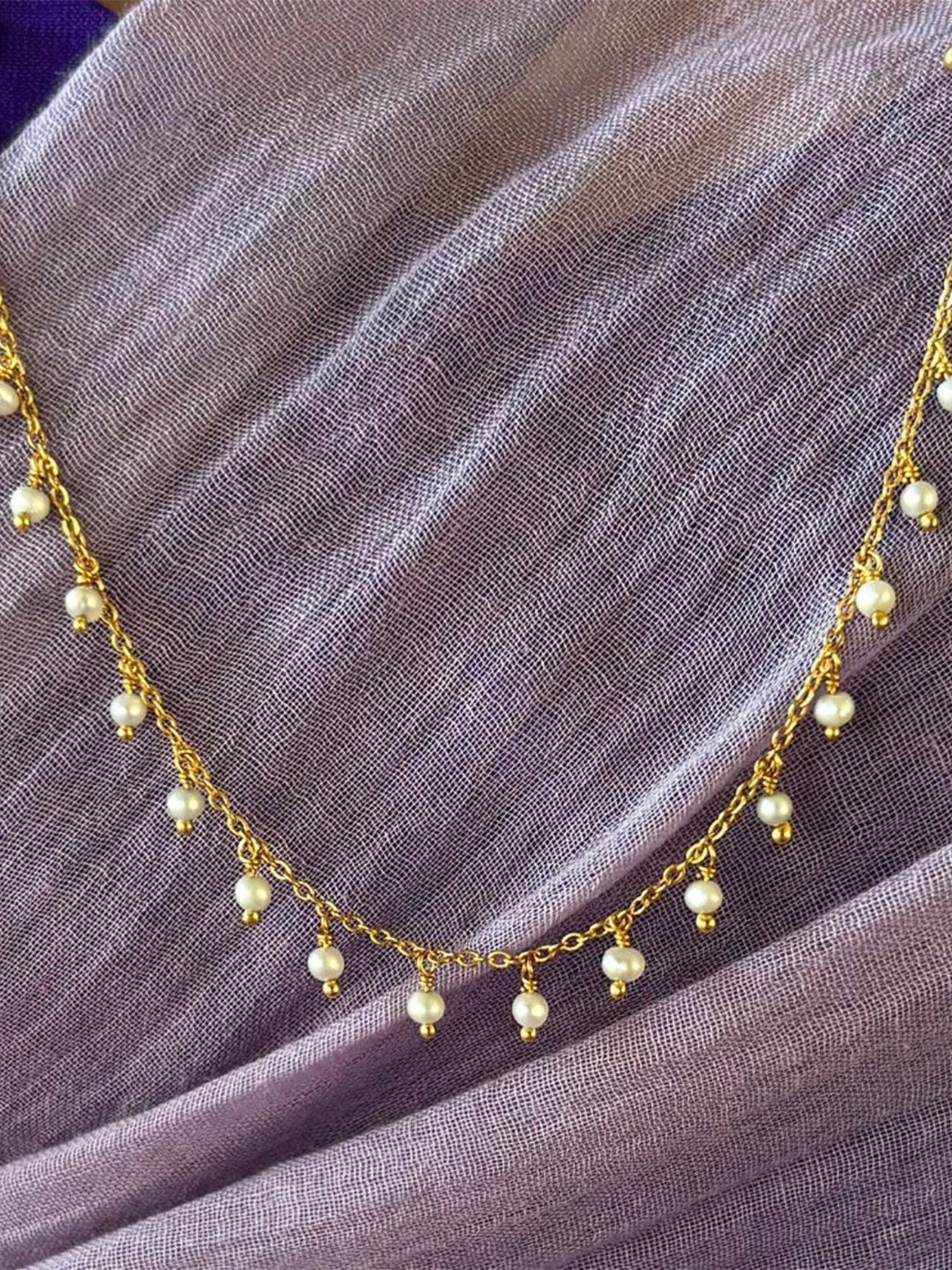Trisu 925 Sterling Silver 18k Gold-Plated Pearls Studded Chain