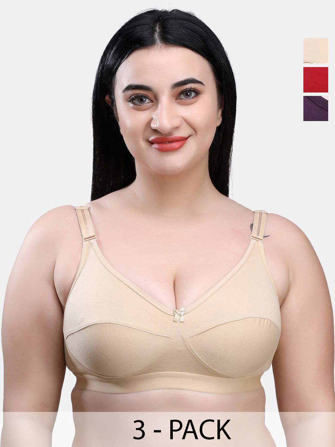 SKDREAMS Pack Of 3 Full Coverage Lightly Padded Wireless Bra