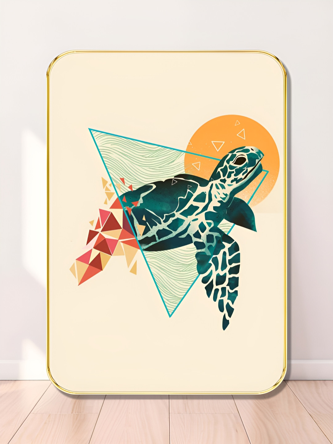 Livin'luxe Cream-Coloured & Green Turtle Wooden Wall Art