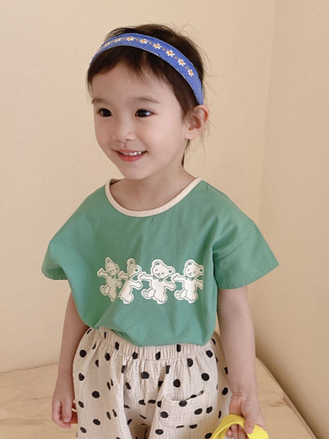 LULU & SKY Graphic Printed Round Neck Extended Sleeves Cotton Embellished T-shirts