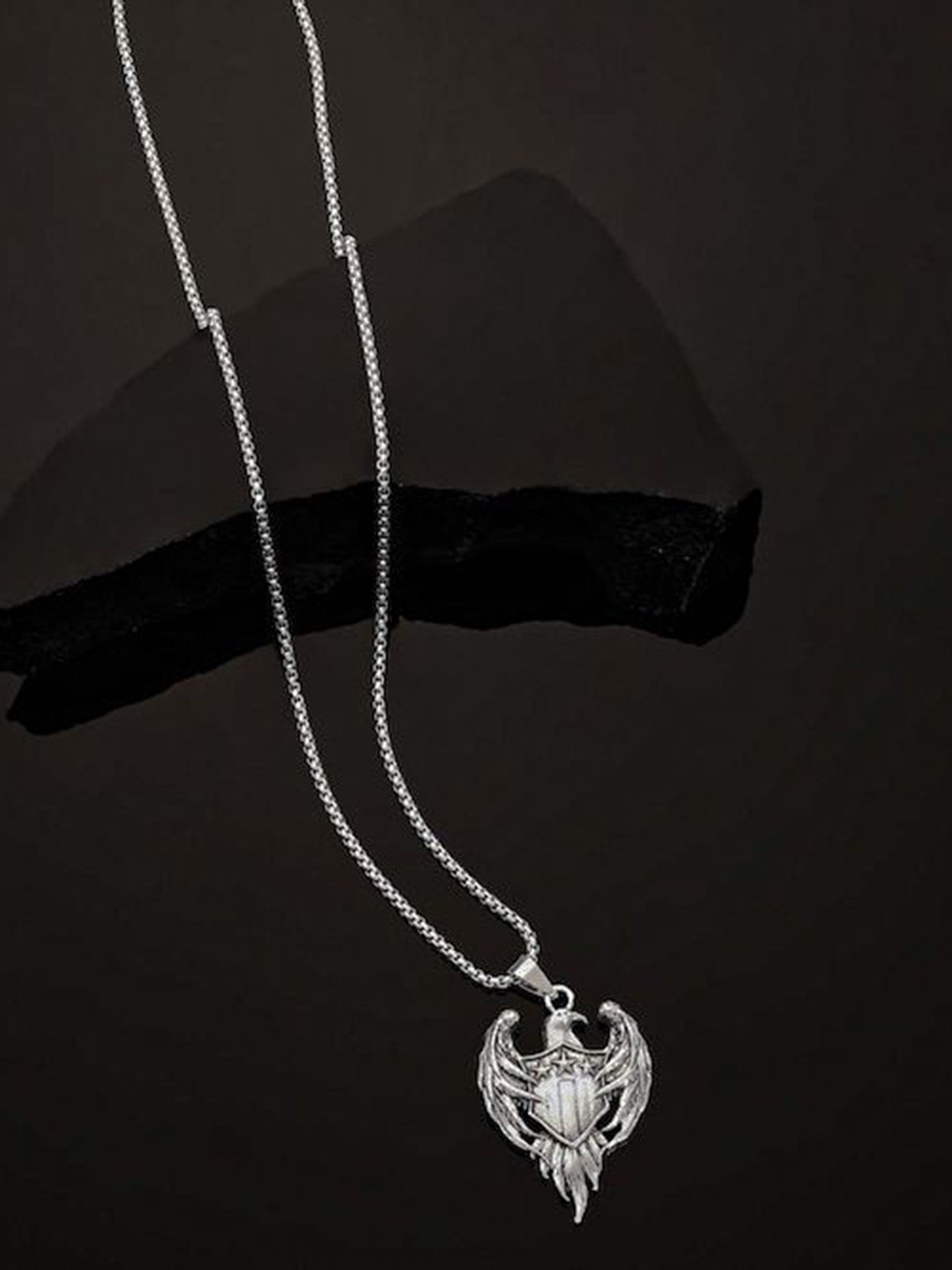 Minprice Stainless Steel Silver-Plated Eagle Bird Shaped Pendant With Chain