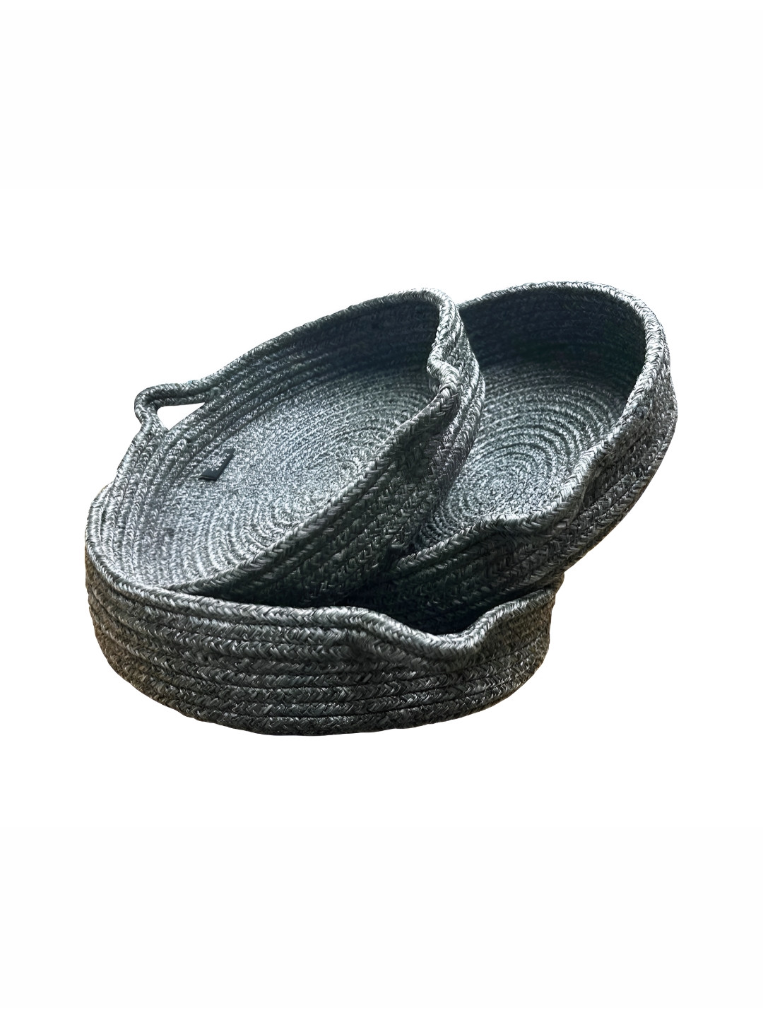 Ariya 3 Pieces Round Storage Basket Grey Cotton Blend Multipurpose Toy Organizer