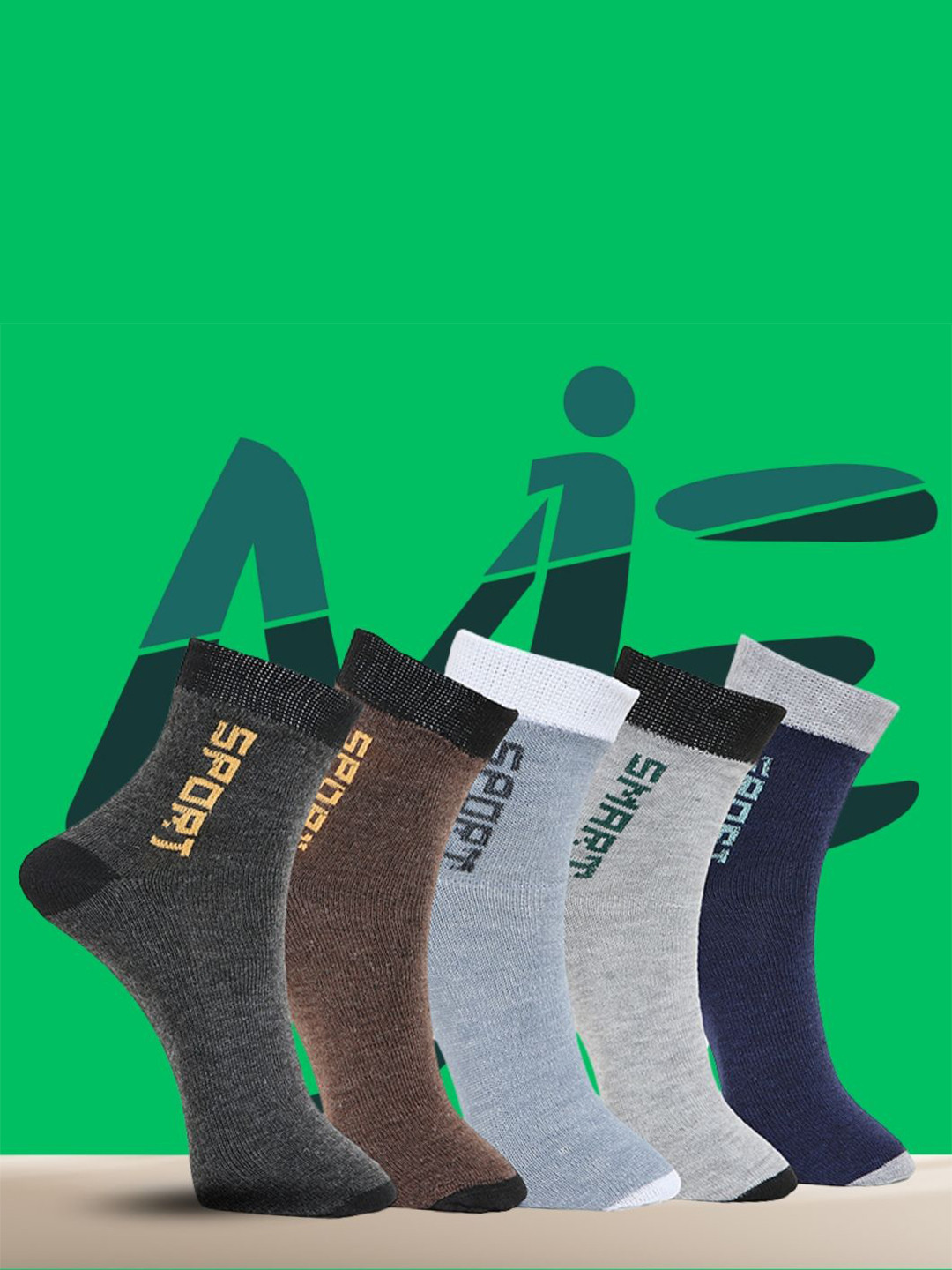 MJE Pack Of 5 Printed Mid Rise Ankle Length Socks