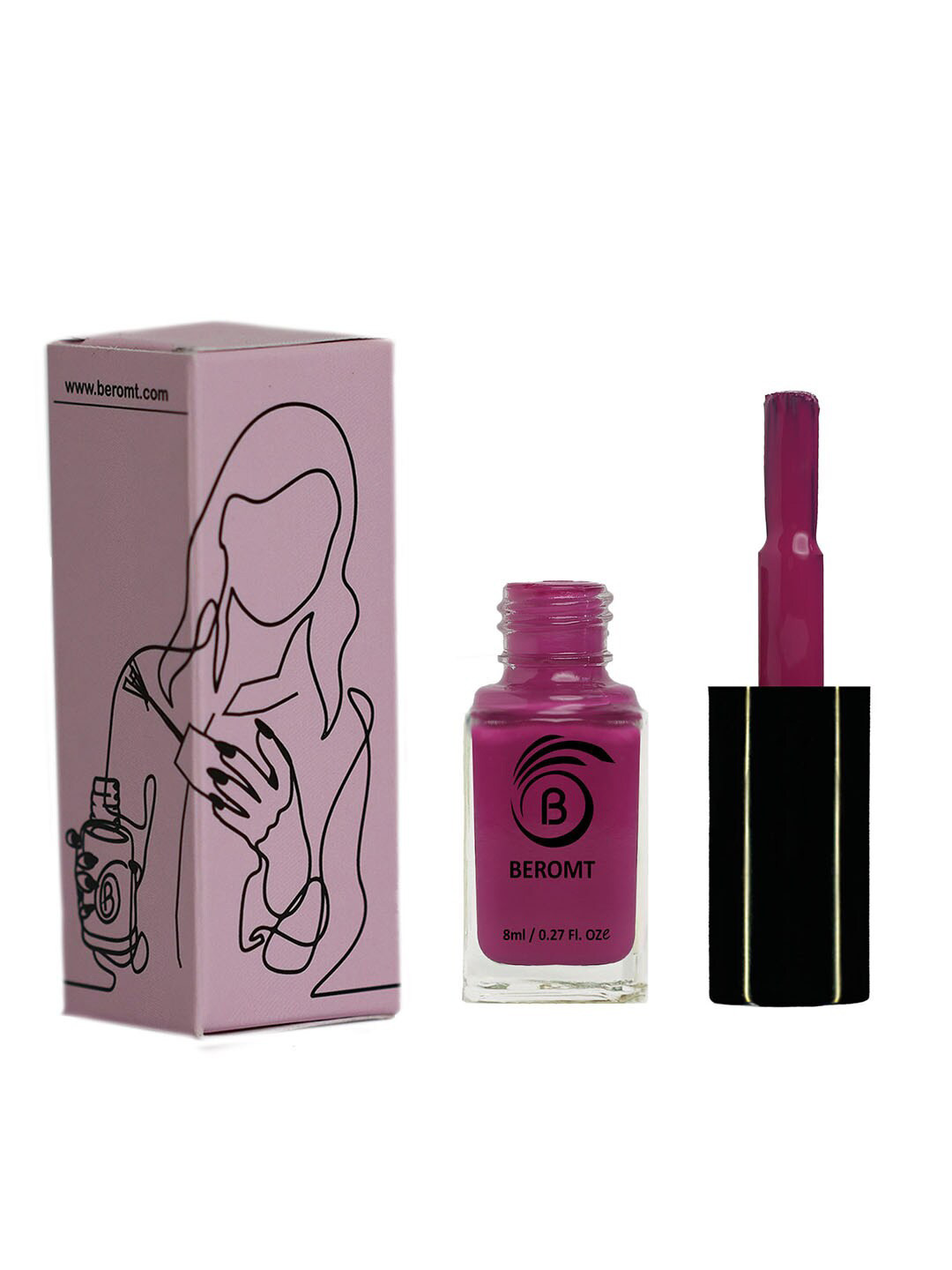 BEROMT Solid Twist Gel Finish High Gloss Fast Dry Nail Polish 8 ml - Purple Pink 7023