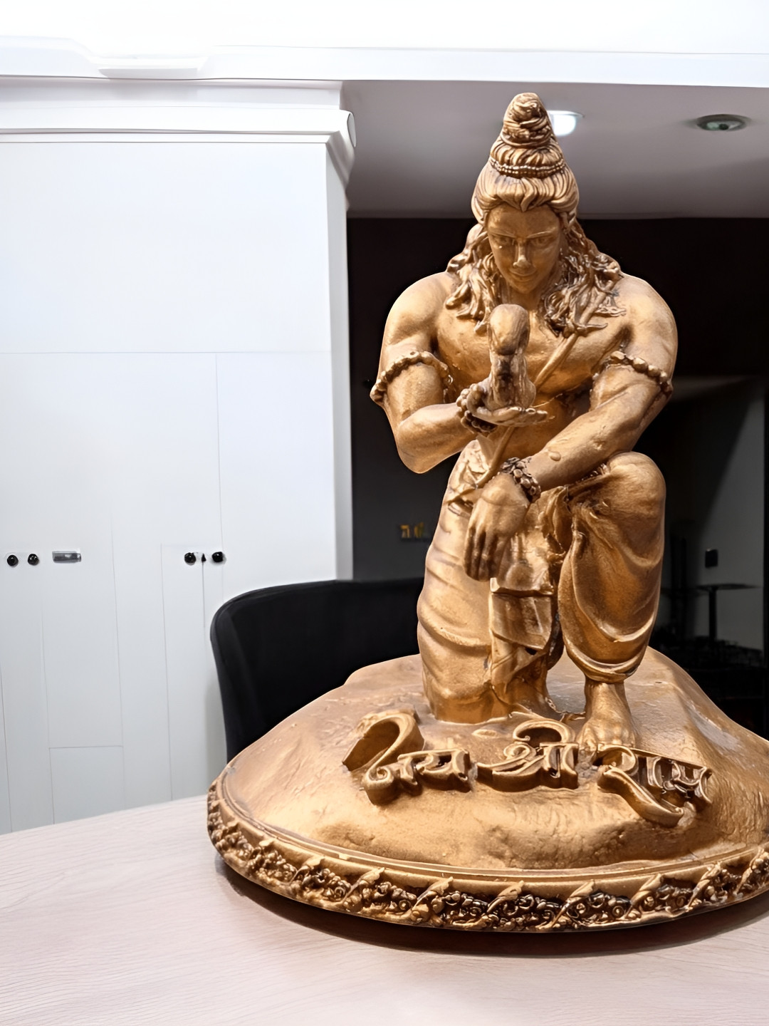 Fabzie Decor Shri Ram and the Squirrel'S Gold Marble Matte Prayer Room Tiny Showpiece - 4.5 Inches