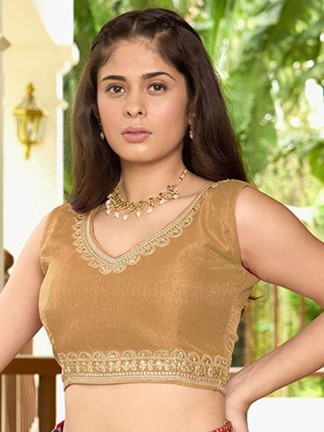 HERE&NOW Embroidered Silk Saree Blouse