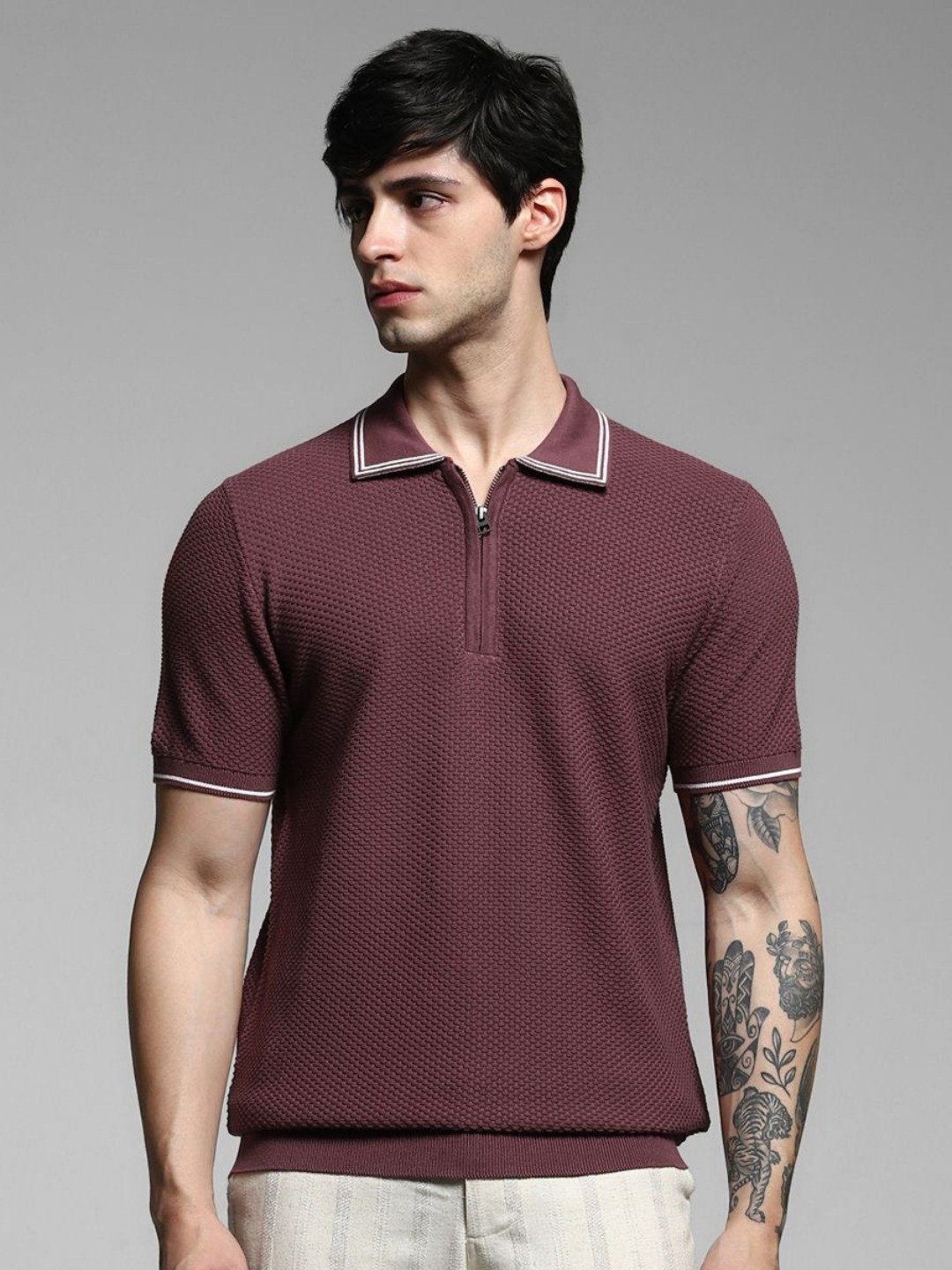 Jack & Jones POLLARD Men Polo Collar Colourblocked Cotton T-shirt