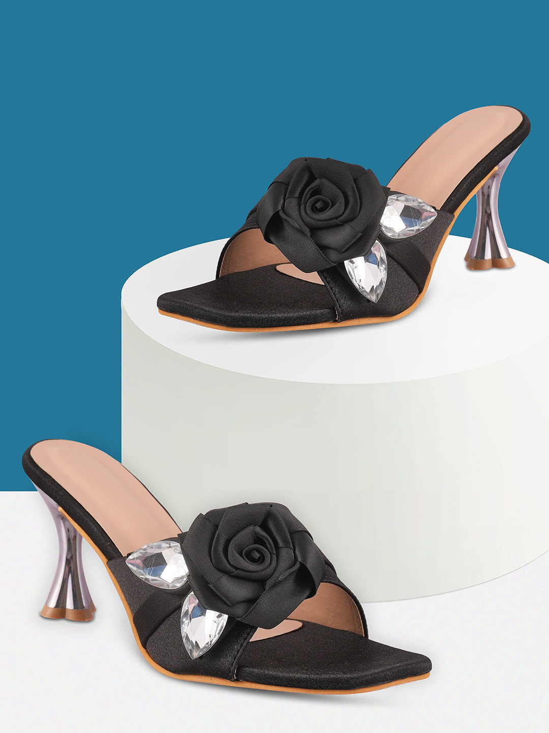 HUNYZA FOOTWEAR Women Printed Synthetic Party Regular Stiletto Sandals