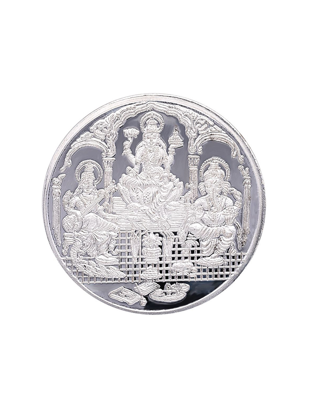 C KRISHNIAH CHETTY JEWELLERS PVT LTD 999 Pure Silver Ganesha Lakshmi Saraswati Coin-20 g
