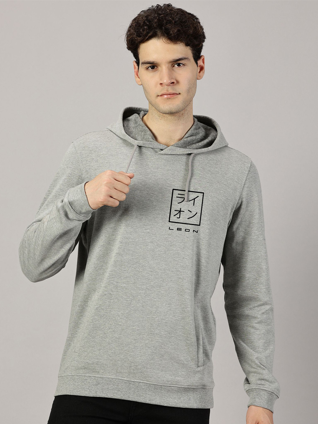 LEON Men Leon Stamp Printed Hooded Sweatshirt