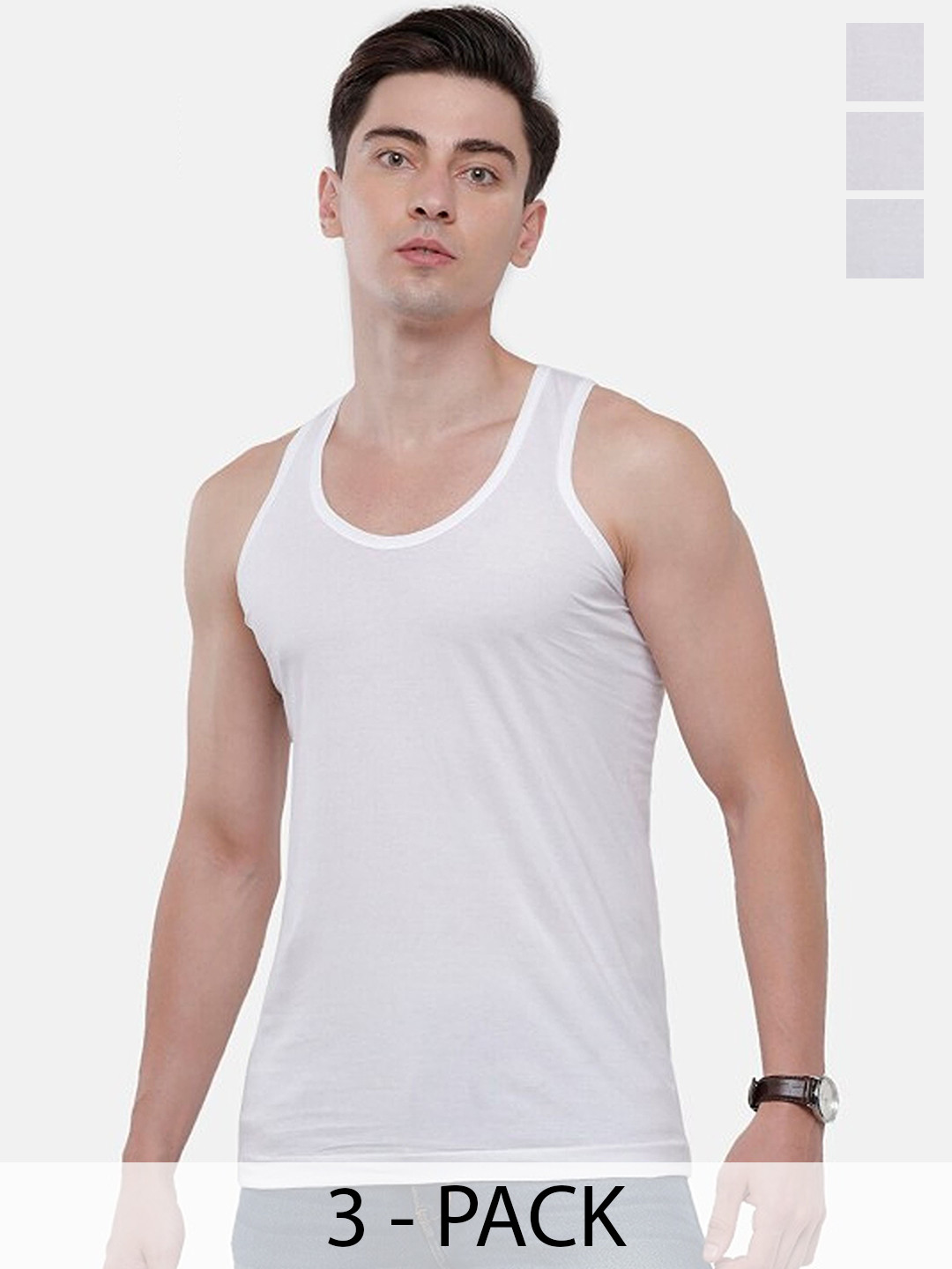 CAVENDERS Pack Of 3 Scoop Neck Pure Cotton Basic Vests - C57=-SWIFT---3---85