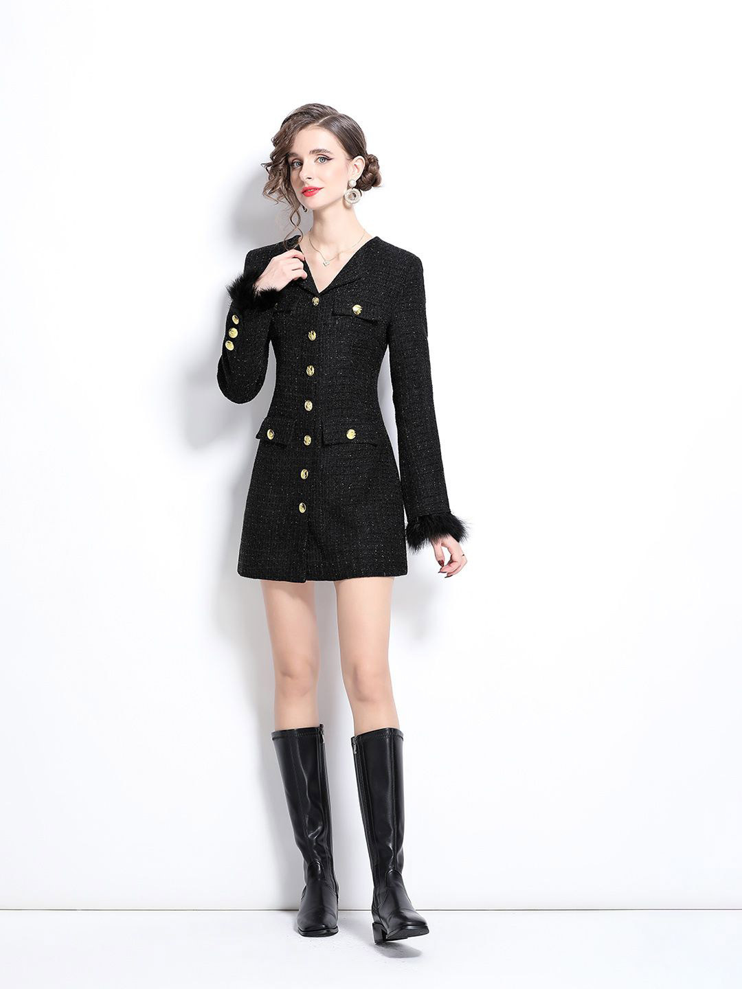 JC Collection Women Solid A-Line Mini Polyester Dress