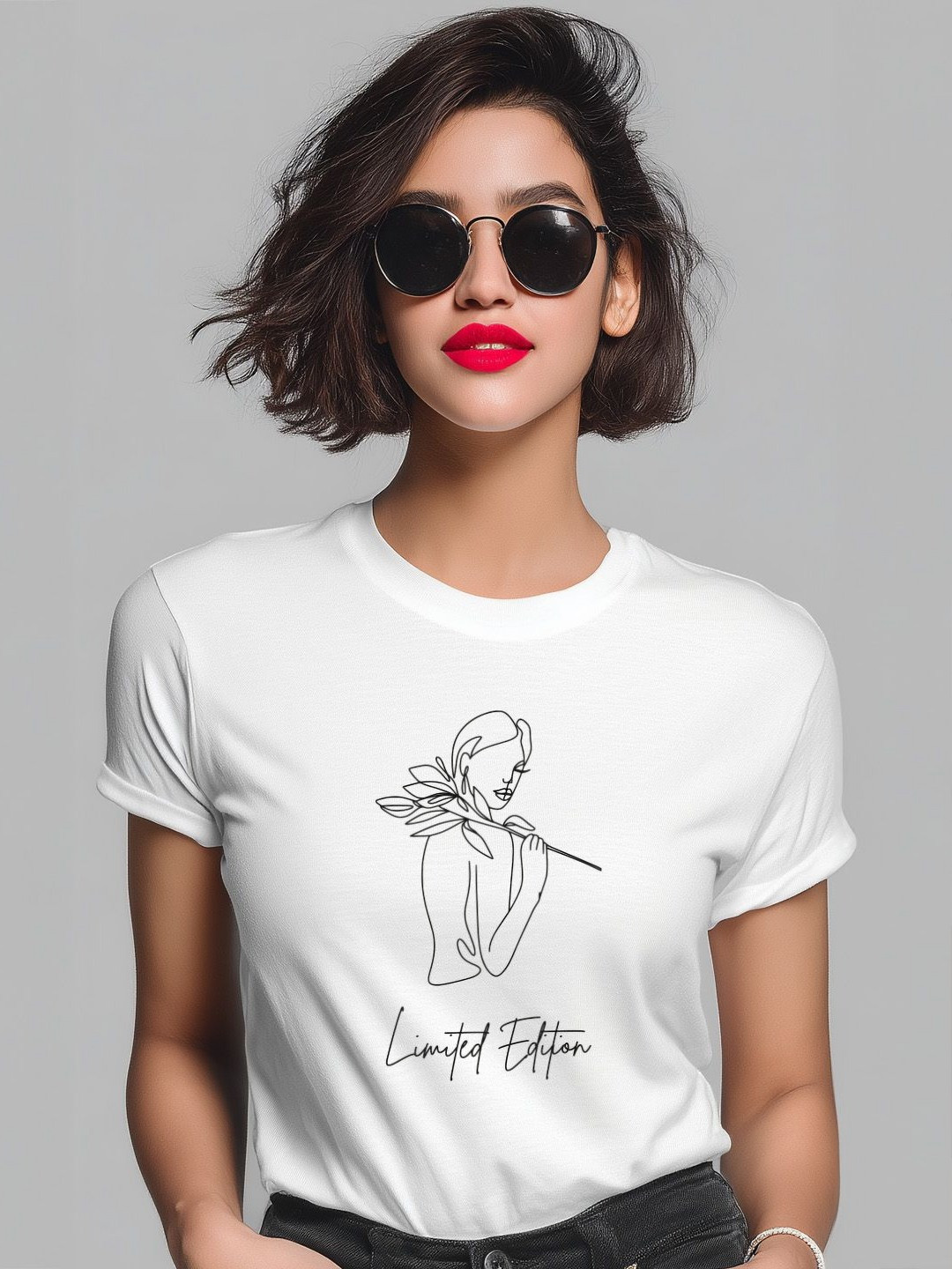 Storeily Graphic Printed Round Neck Cotton Raw Edges T-shirt