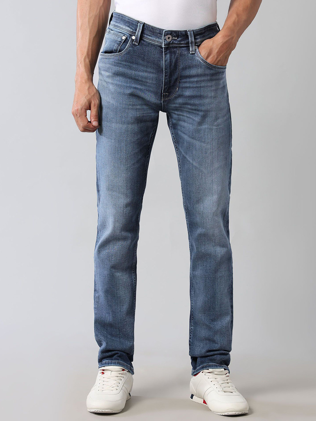 U.S. Polo Assn. Denim Co. Super Stretch Men Skinny Fit Mid-Rise Light Fade Jeans