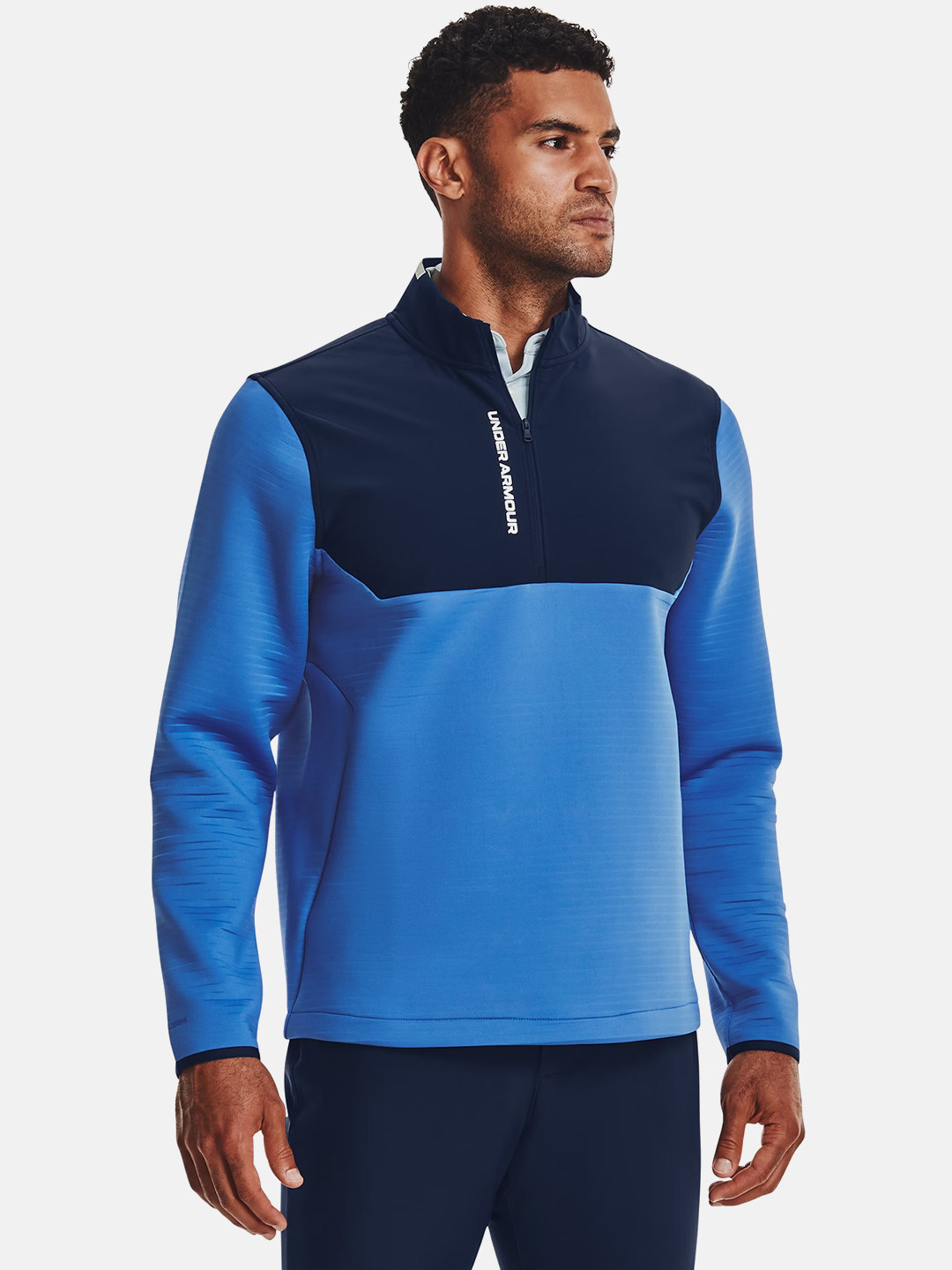 UNDER ARMOUR Colourblocked Mock Collar Storm Daytona Relaxed Fit Sweatshirt