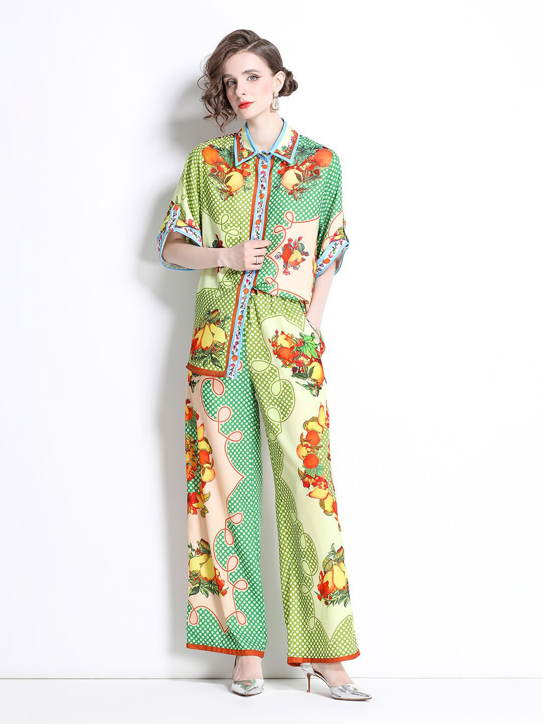 JC Collection Printed Three-Quarter Sleeves Shirt With Trouser