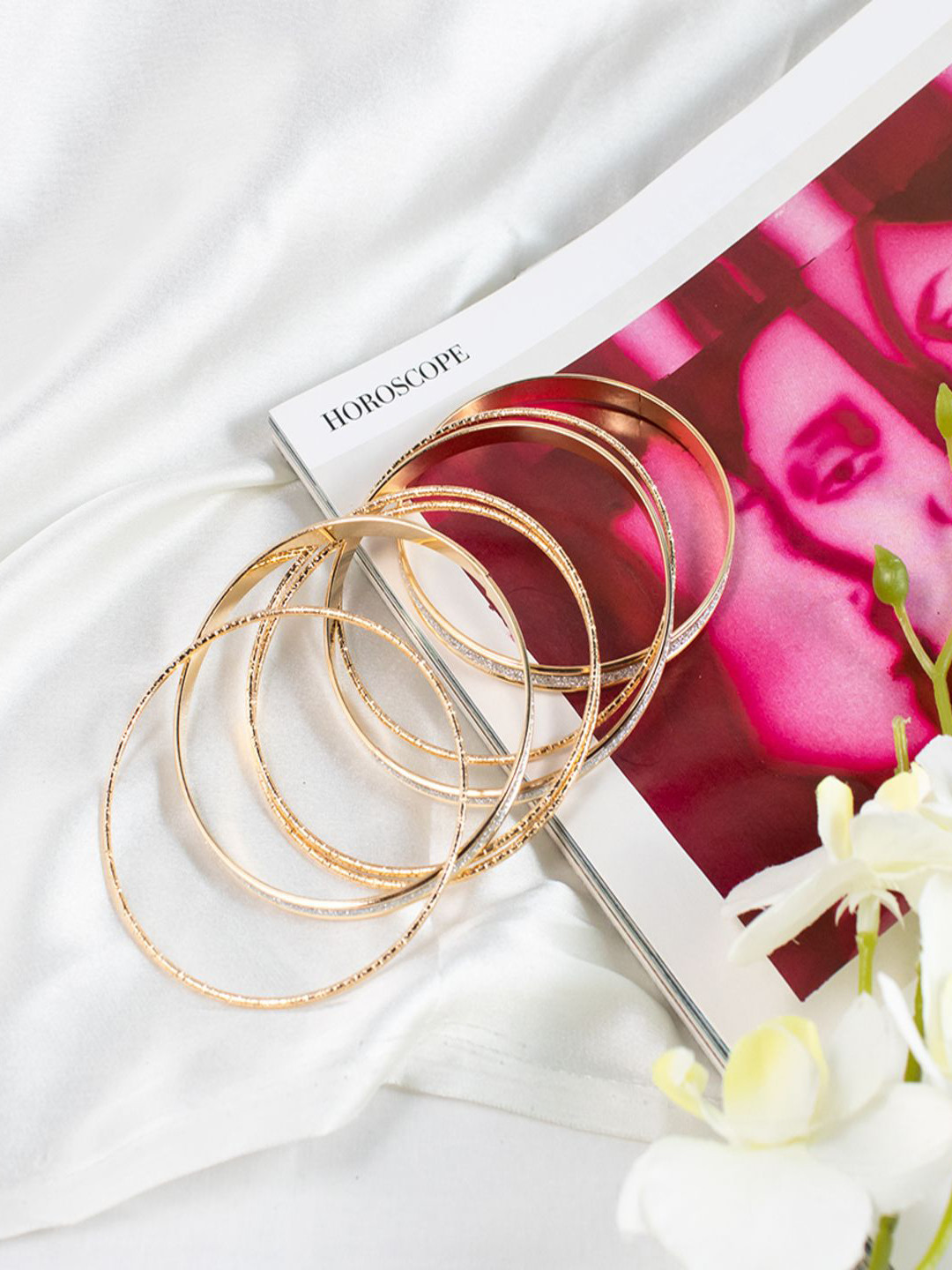 Jewelz Set Of 7 Gold-Plated Bangles