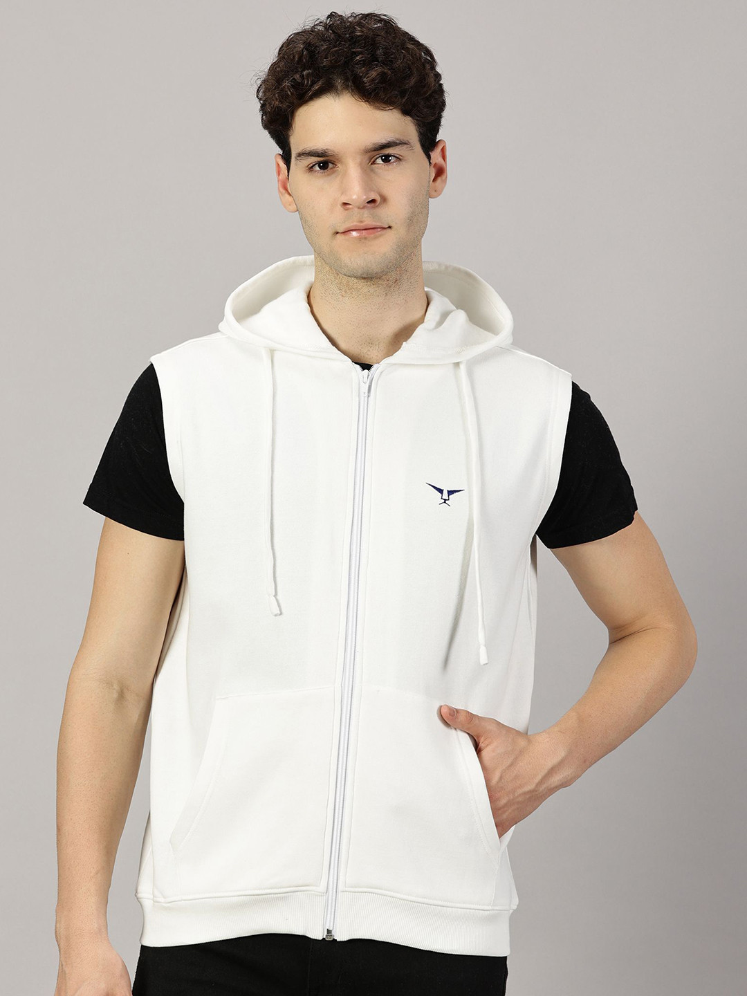 LEON Men Hooded Sleeveless Zipper Sweatshirt