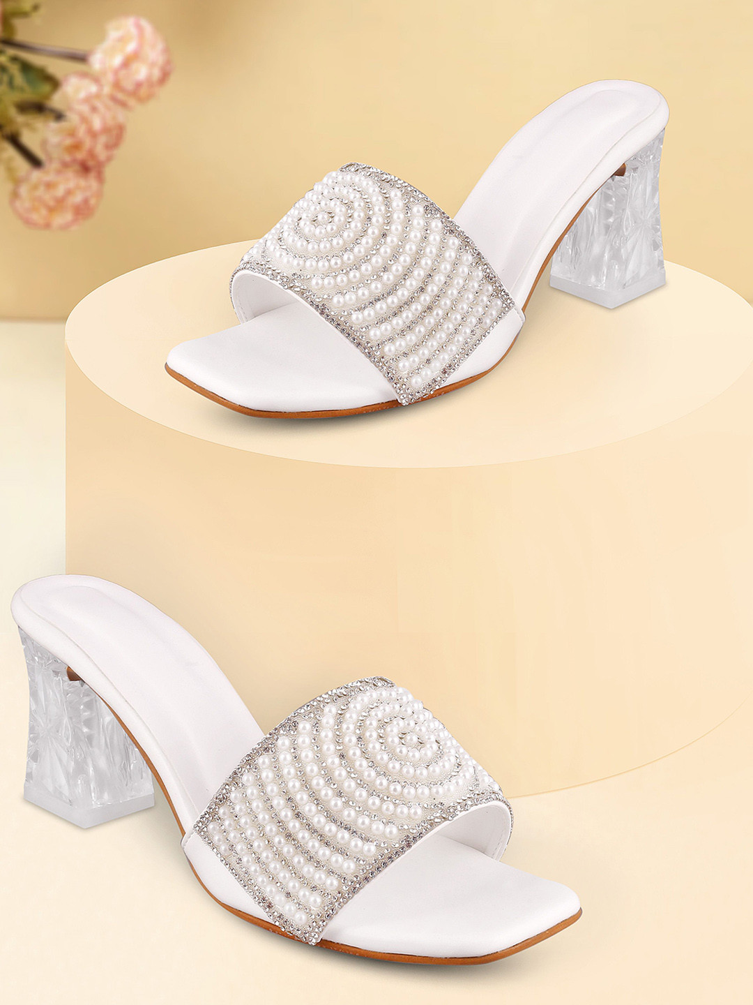 HUNYZA FOOTWEAR Embellished Synthetic Party Regular Block Heeled Sandals