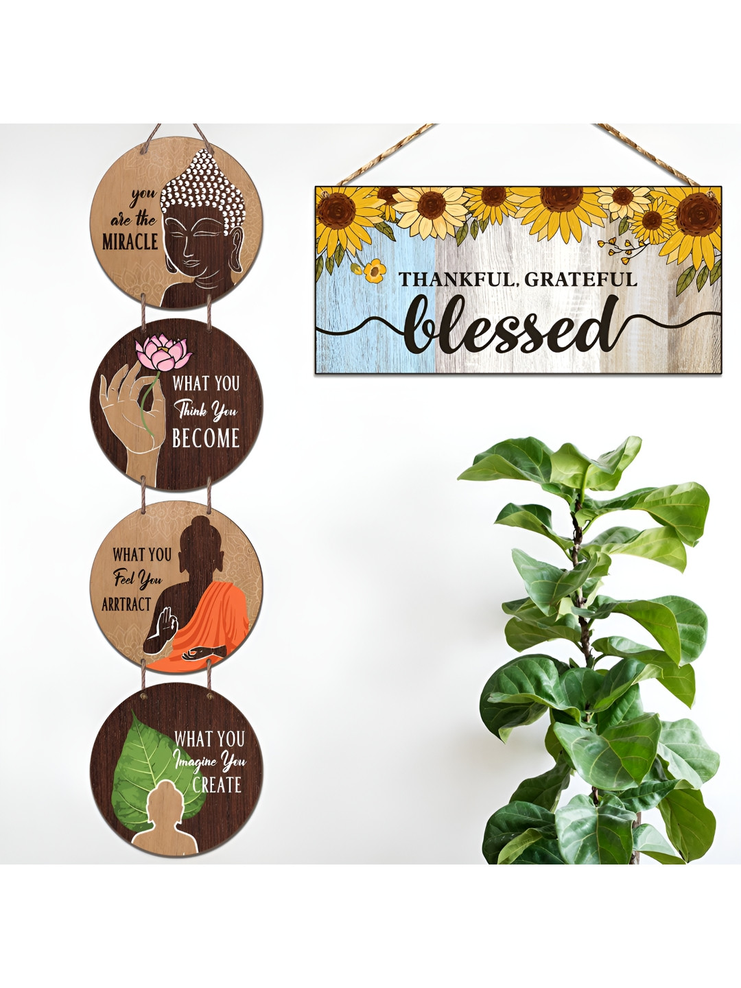 Chaka Chaundh Wall Sign Palques Wood Matte Hanging Hall 2Pcs Wall Hangings-27In