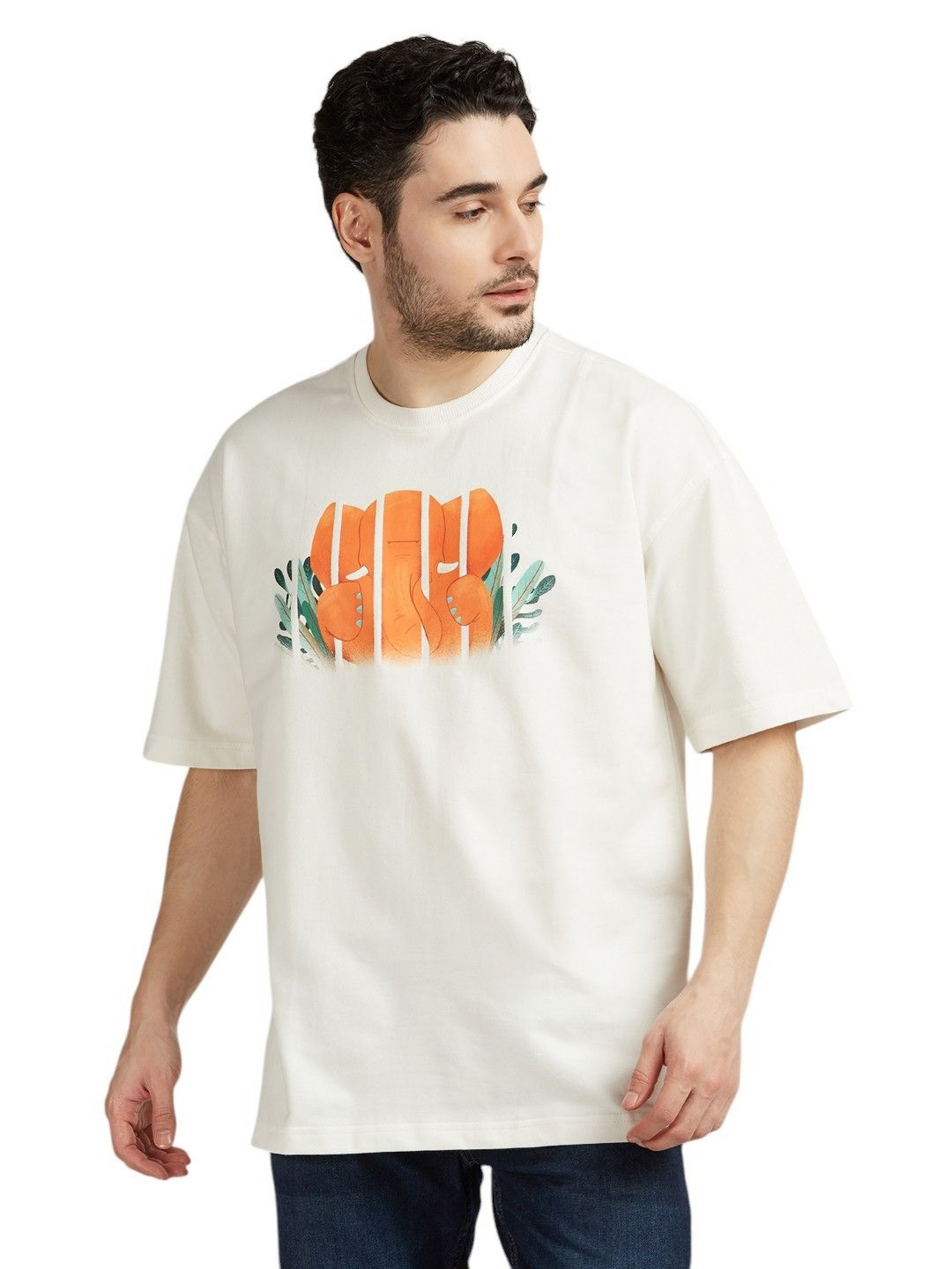GIG STORE Men Graphic Printed Oversized Cotton T-shirt