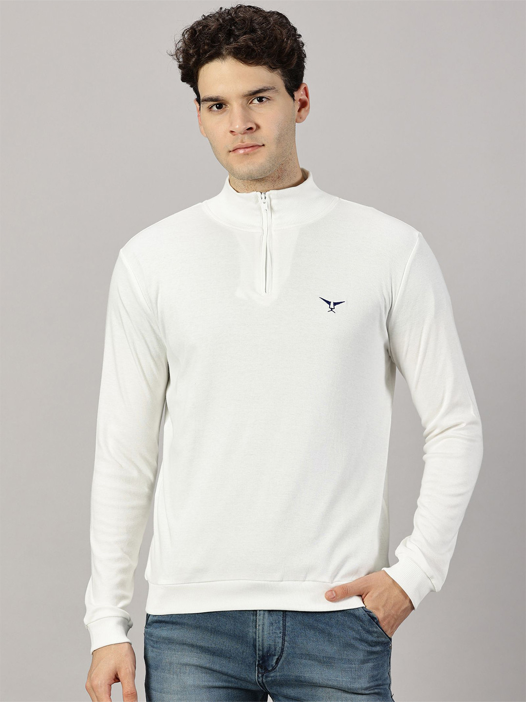 LEON Men Mock Collar Sweatshirt