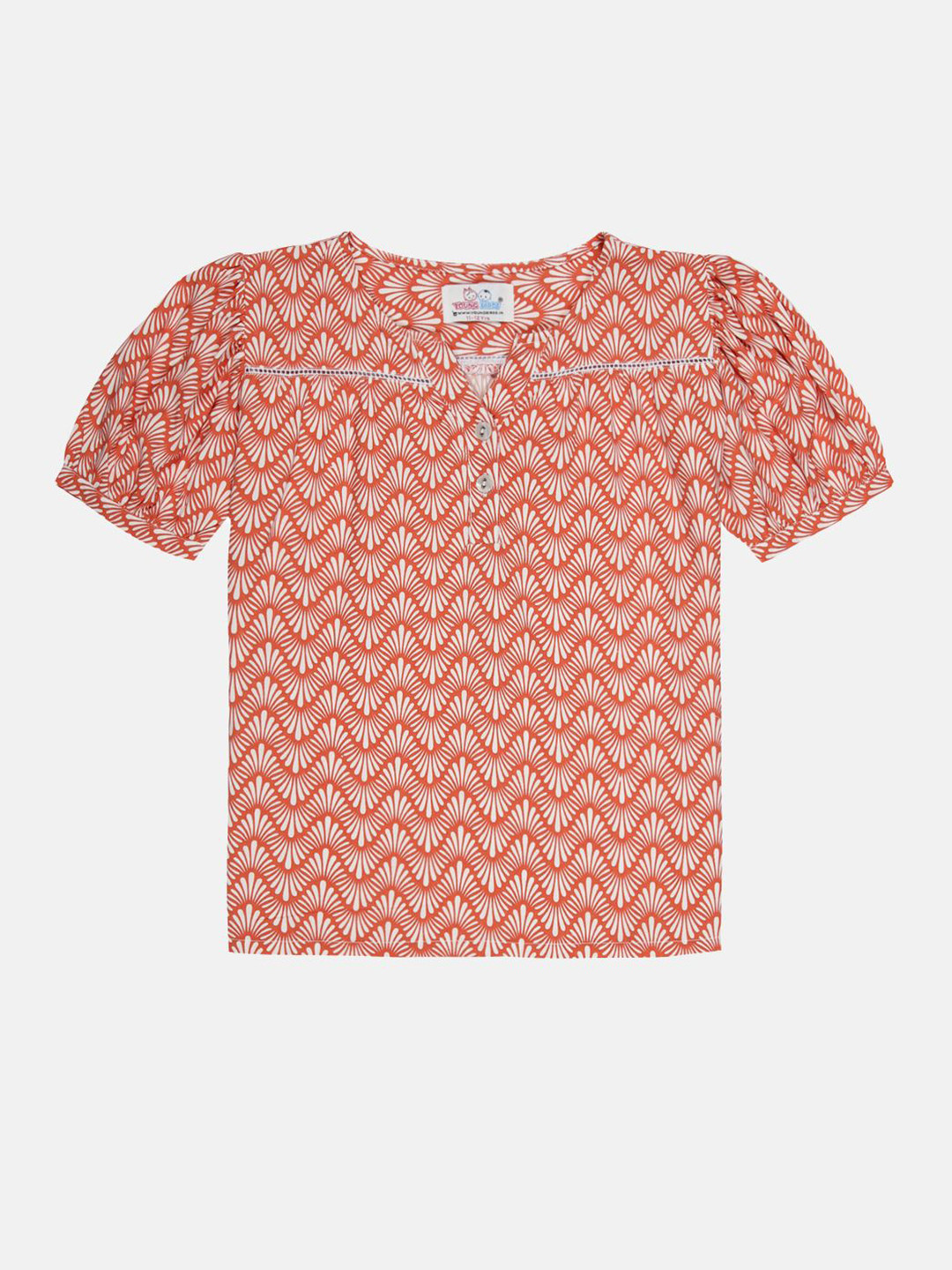 YOUNG BIRDS Girls Abstract Printed Round Neck Top