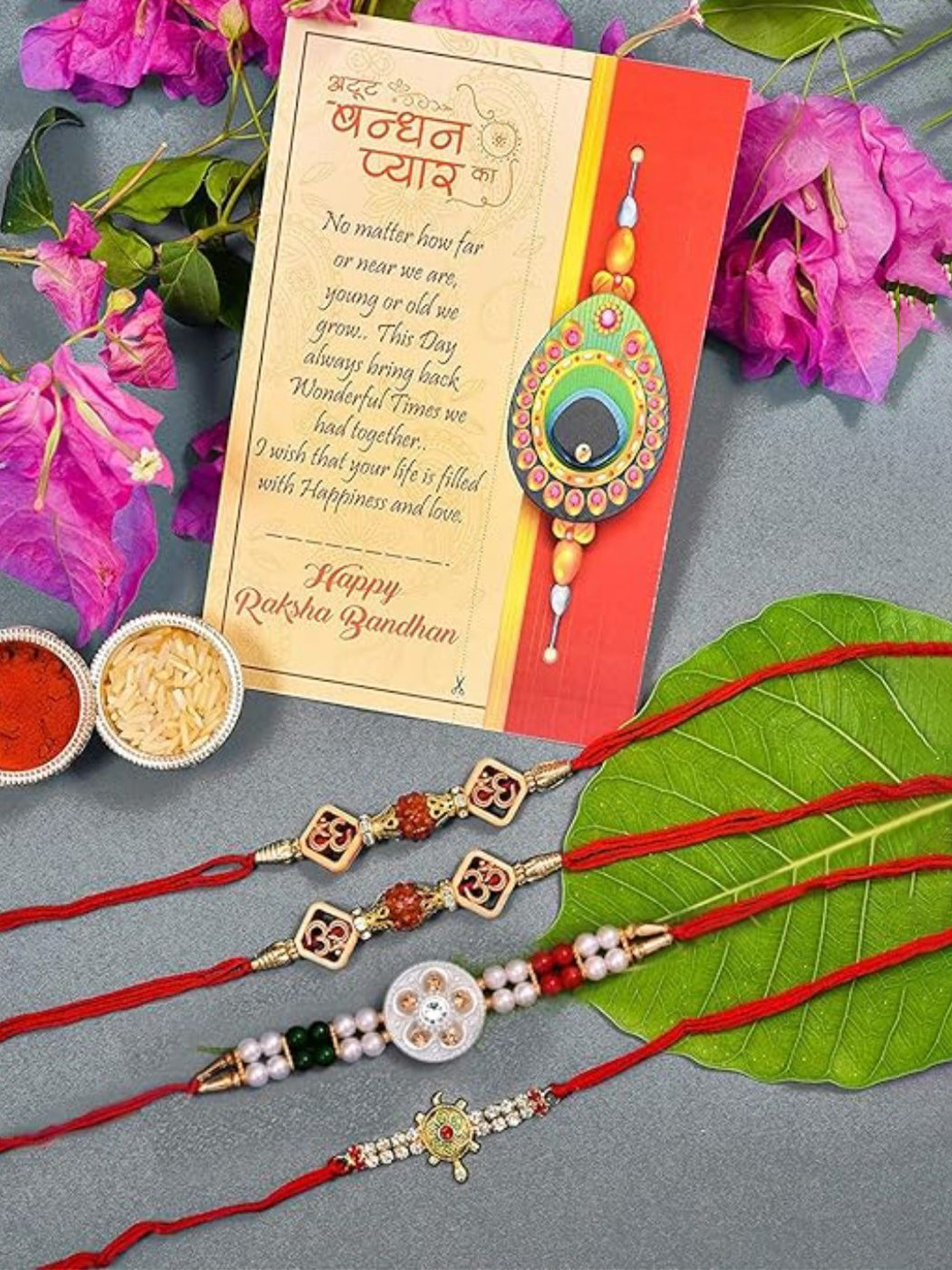 CraftVatika Set Of 4 Brother & Bhabhi Rakhi Set