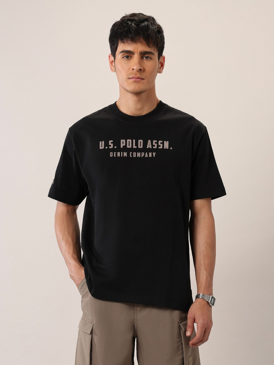 U.S. Polo Assn. Denim Co. Brand Logo Printed Oversized  Cotton T-shirt