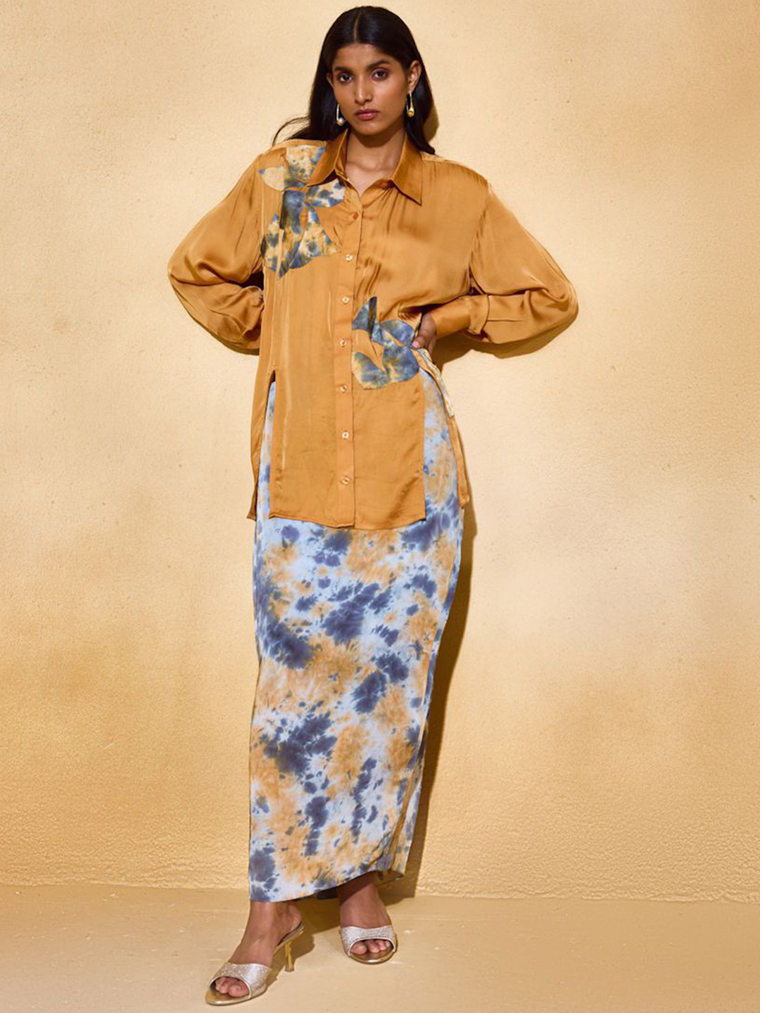 ECHO STUDIO Shirt Collar Full Sleeves Shirt With Skirt Co-Ords