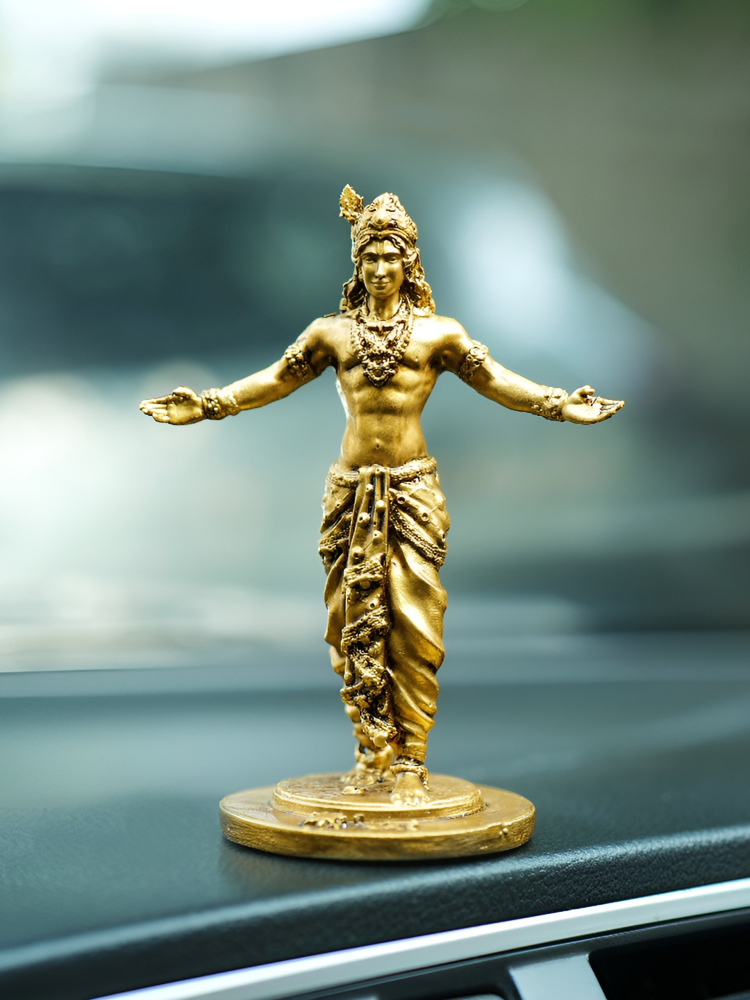 Fabzie Decor Shri Krishna Ji'S Gold Marble Matte Home Office Tiny Showpiece - 4 Inches