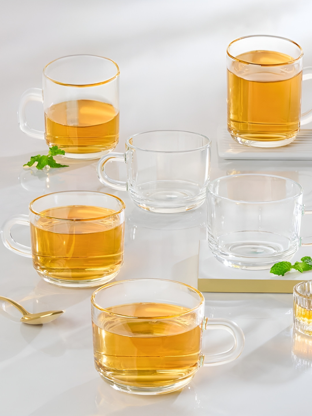 Dakshayanii Set Of 6 Transparent Crystal Clear Toughened Glass Tea Cups