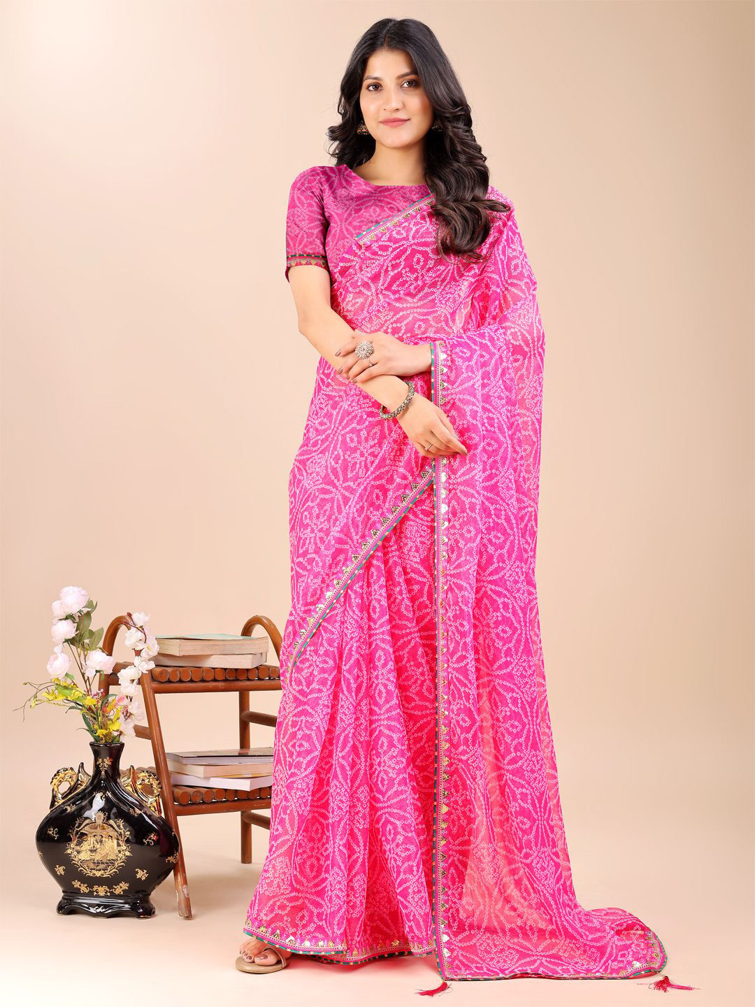 Panzora Gota Patti Bandhani Saree