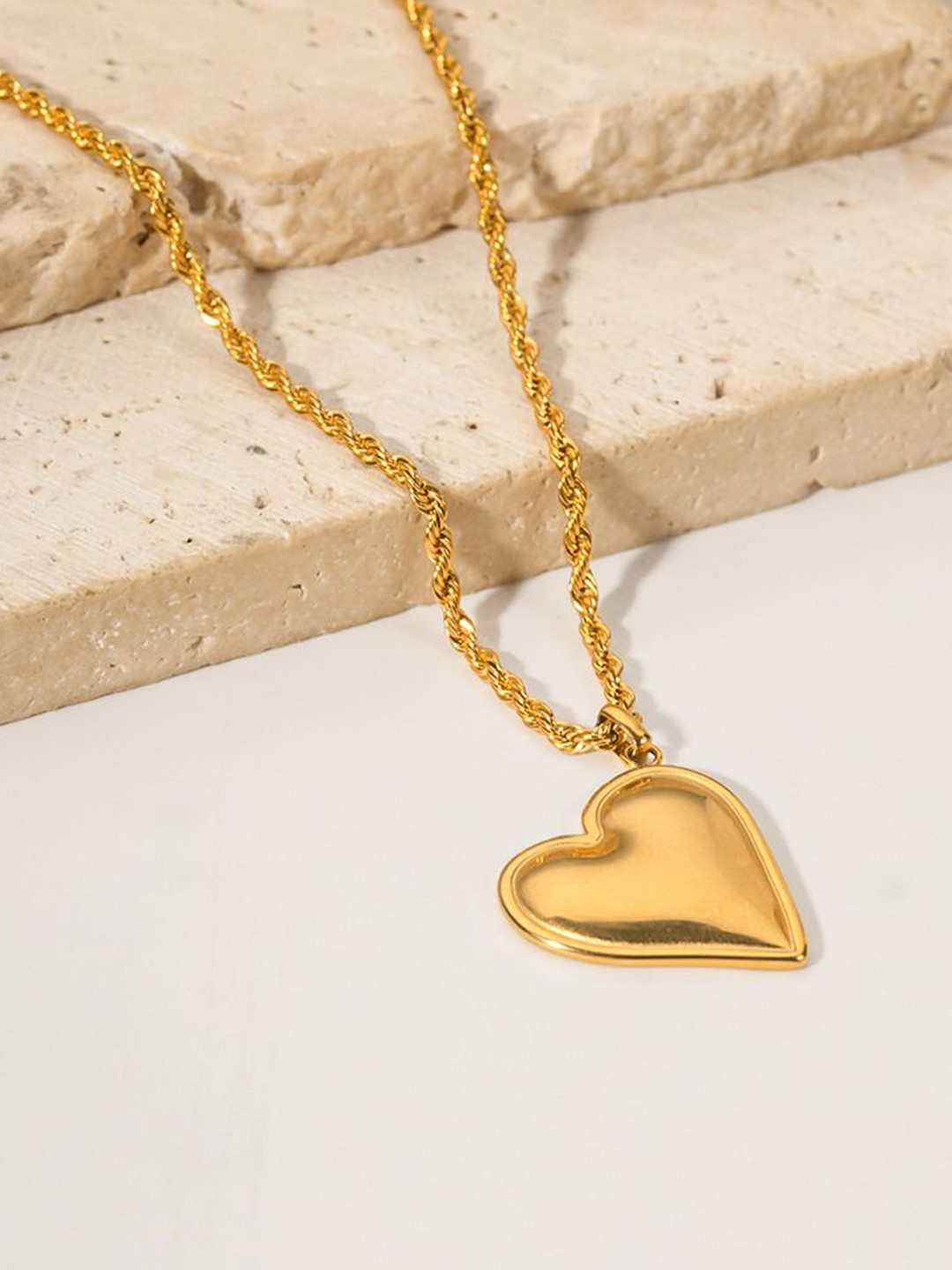 Aiza 18KT Gold Plated Heart of Gold Pendant with chain
