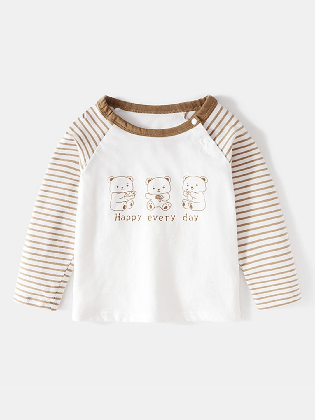 LULU & SKY Unisex Striped Round Neck Raglan Sleeves Pure Cotton T-shirt