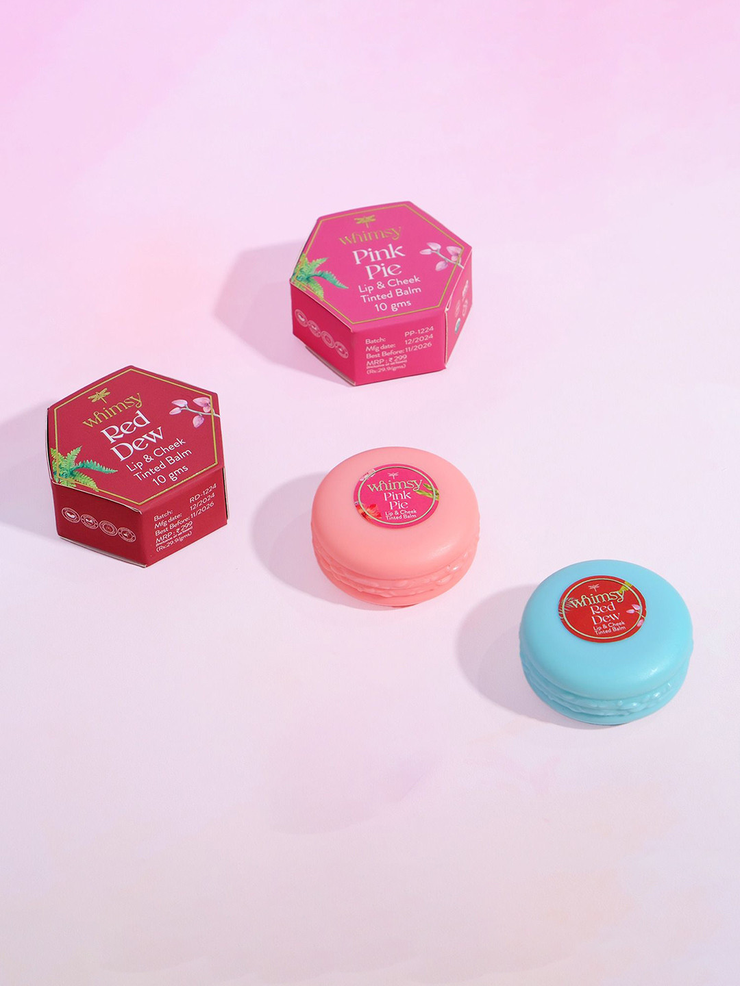 Whimsy Beauty Set Of 2 Lip & Cheek Tint- 10 g Each- Red Dew & Pink Pie