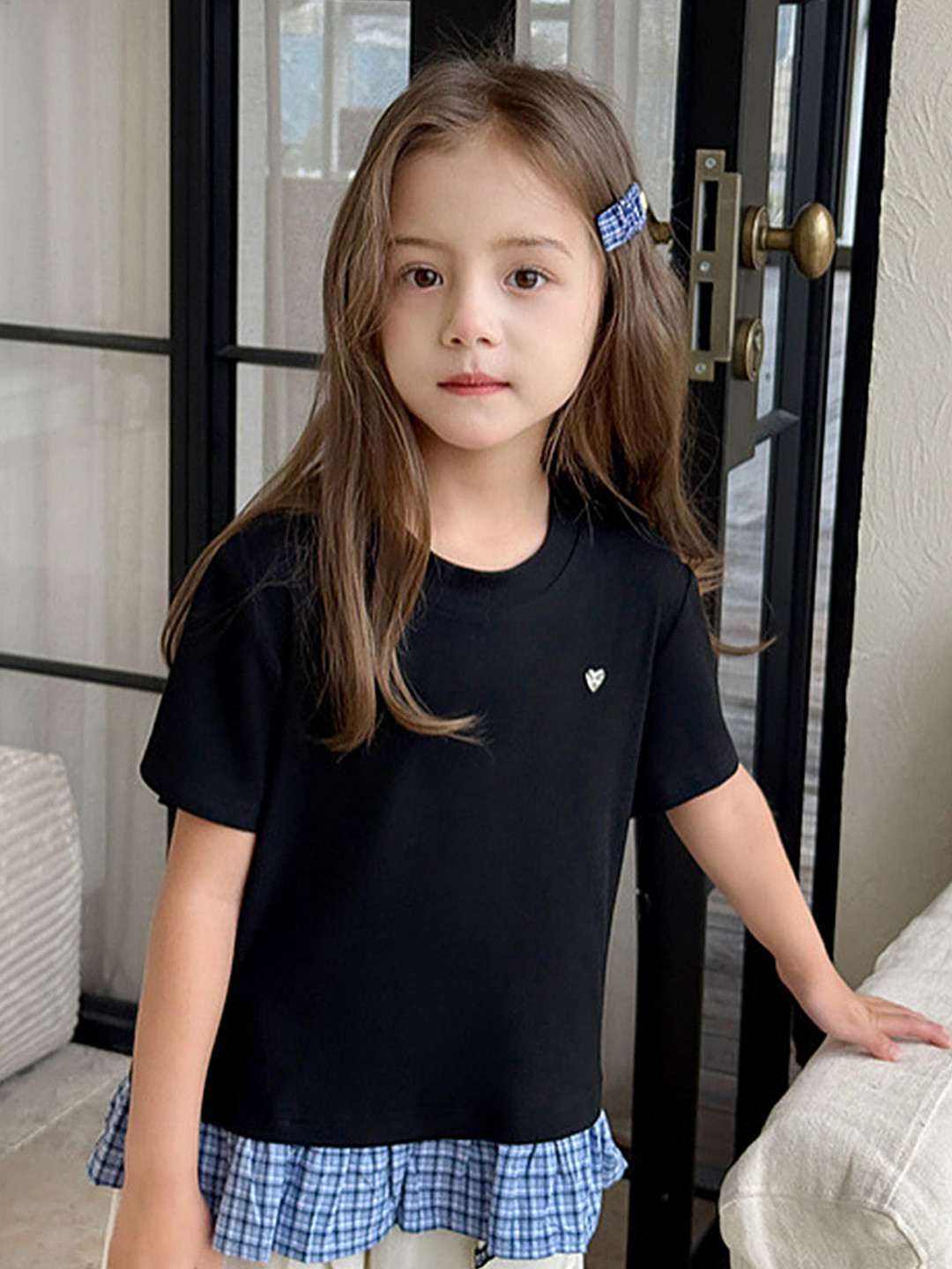 LULU & SKY Girls Round Neck Viscose Rayon T-shirt
