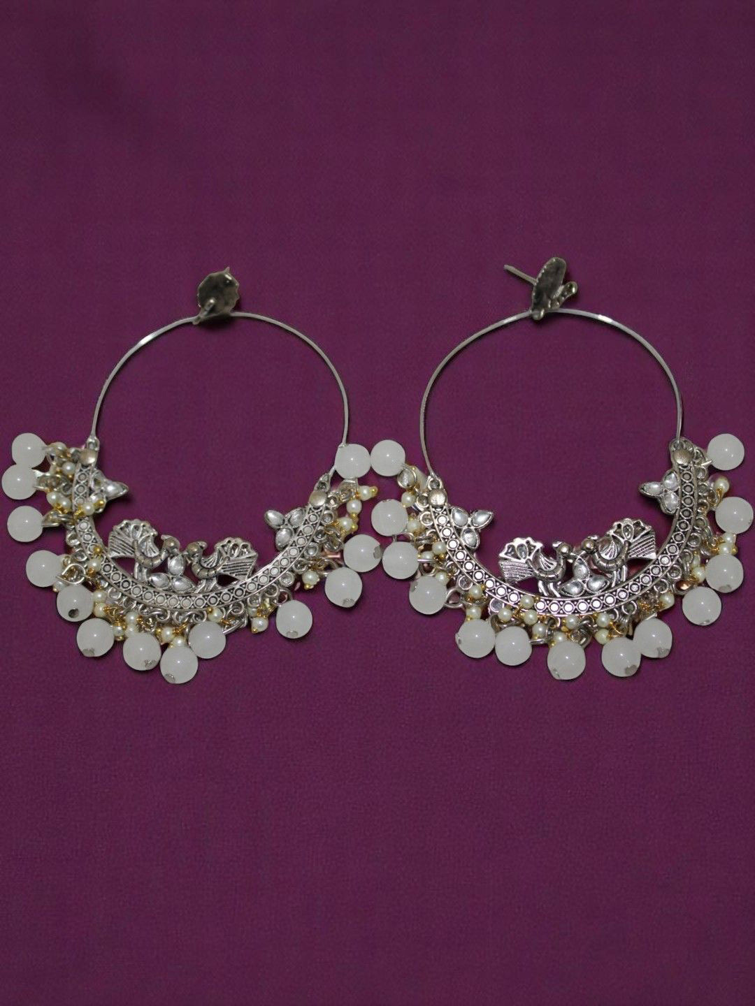 Jolly Faces Artificial Beaded Crescent Shaped Oxidised Chandbalis