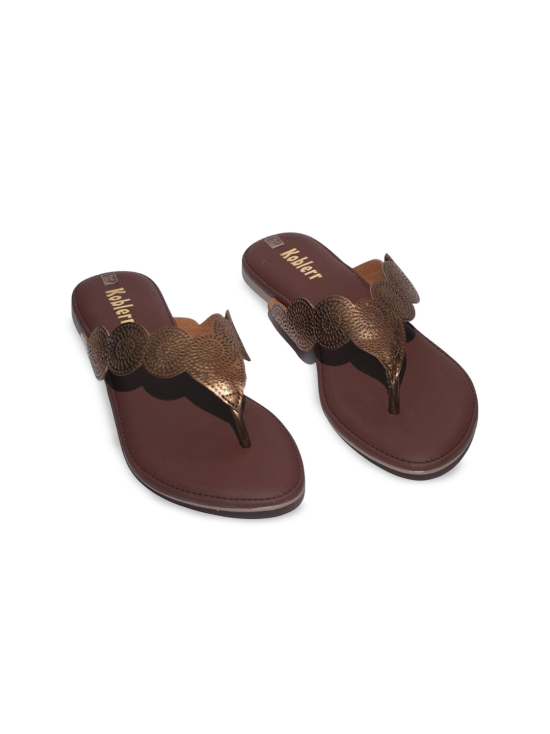 Koblerr Women Solid Open Toe T-Strap Flats