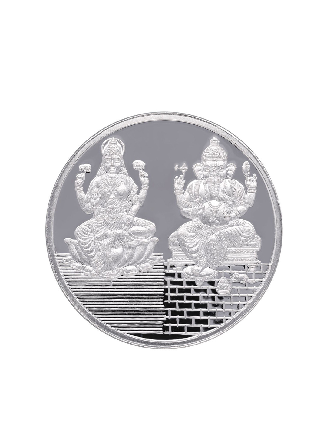 C KRISHNIAH CHETTY JEWELLERS PVT LTD 999 Pure Silver Ganesha Lakshmi Coin-50 g