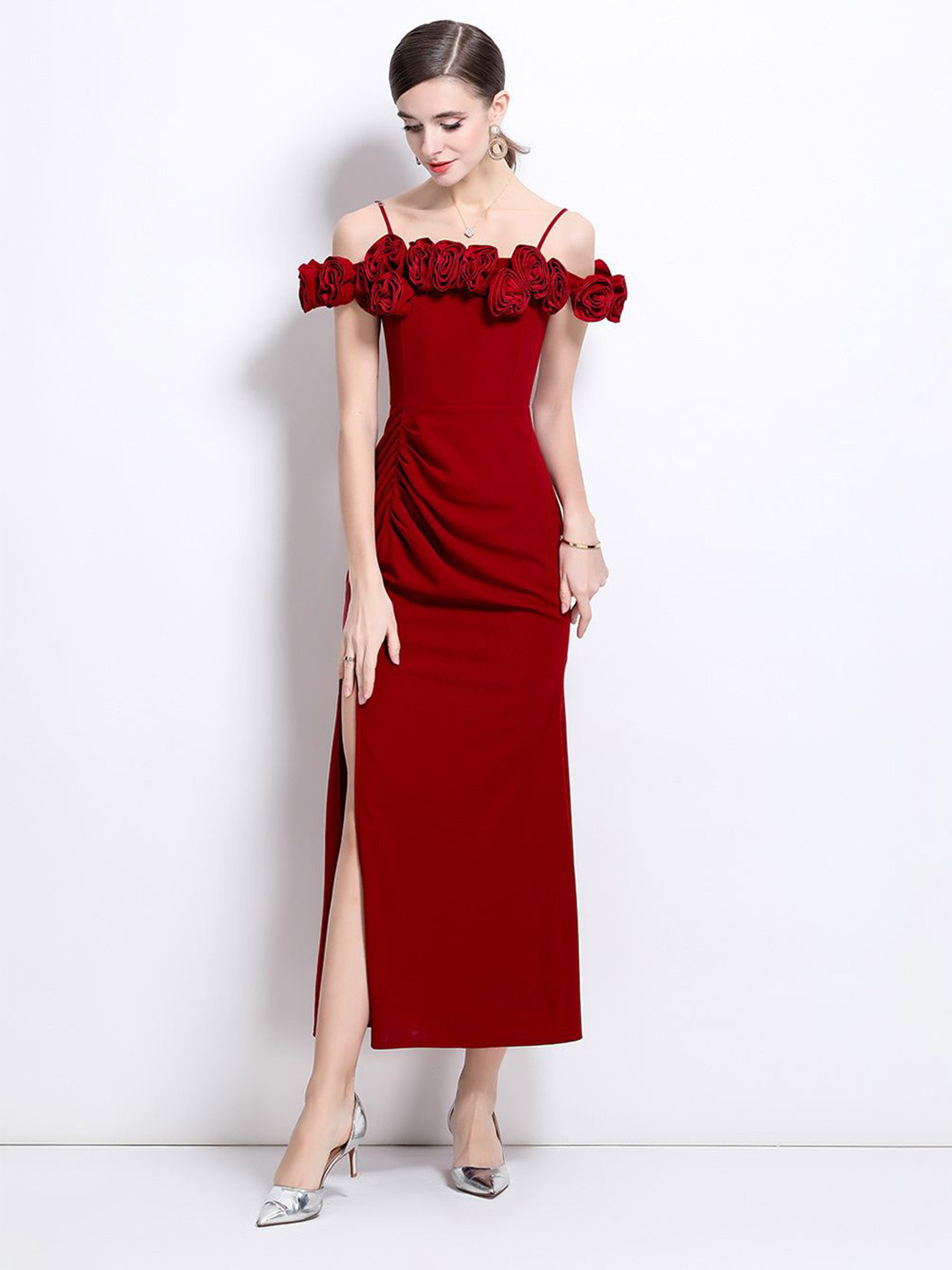 JC Collection Off-Shoulder Slits Styling Maxi Dress