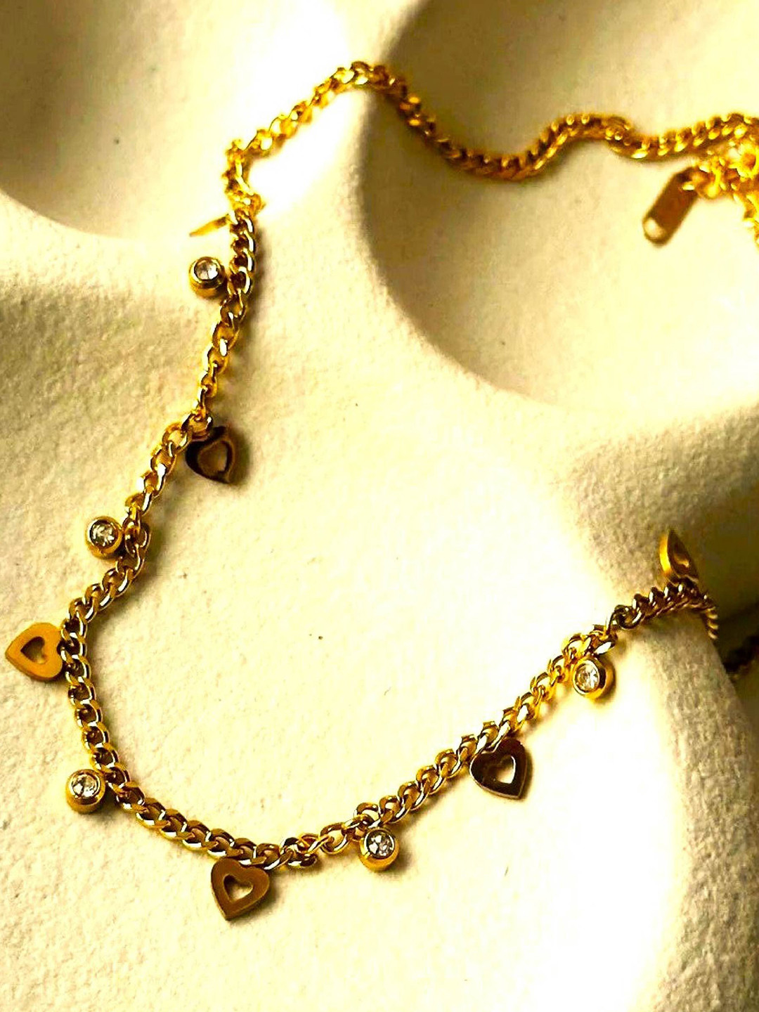 DKane Designs Sweetheart Gold-Plated American Diamond Studded Sparkle Necklace