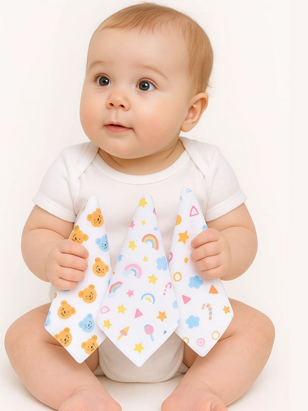 BAESD Set Of 6 Printed Muslin Cotton Baby Washcloths